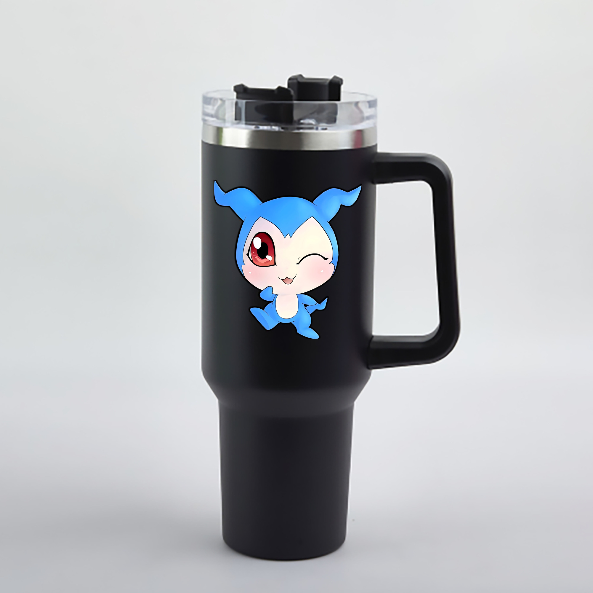 （画像用） Digimon デジタルモンスター/デジモン 1200mL車用タンブラー - クリスタルステッカー（プラスチックストロー付き）