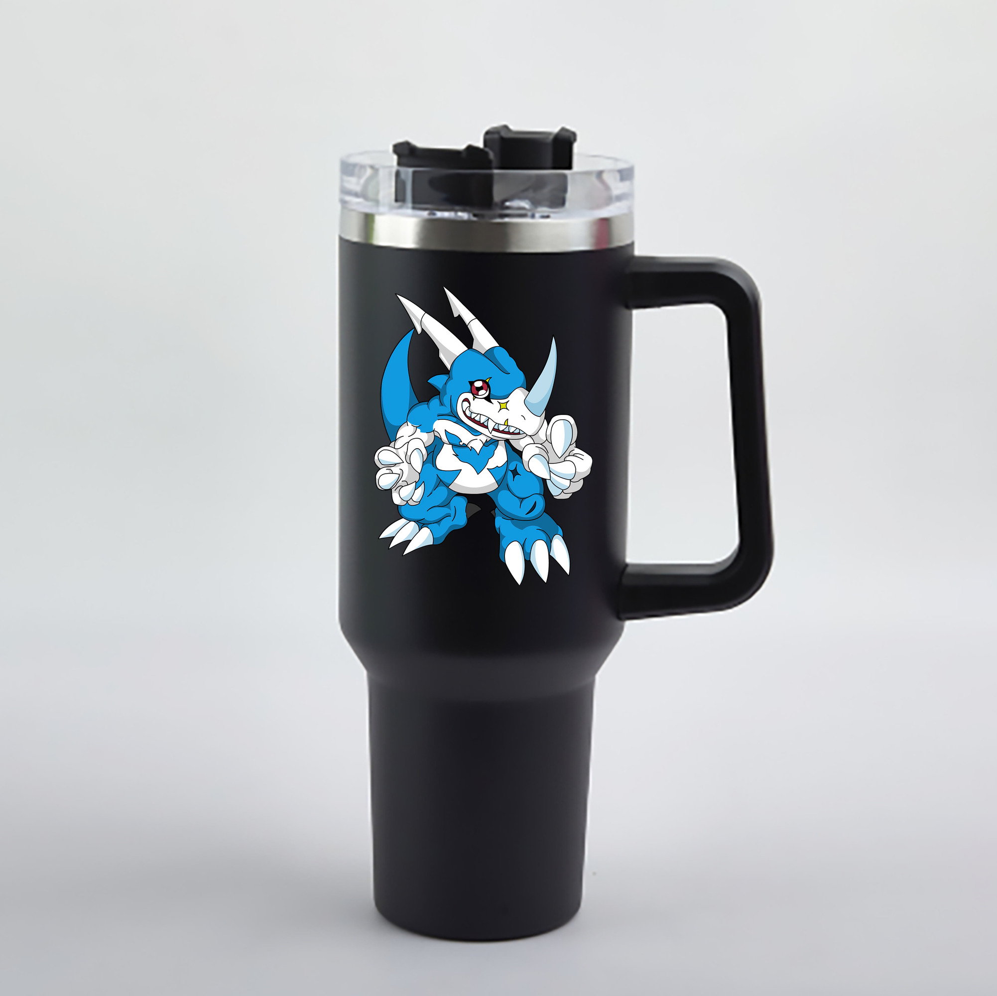 （画像用） Digimon デジタルモンスター/デジモン 1200mL車用タンブラー - クリスタルステッカー（プラスチックストロー付き）