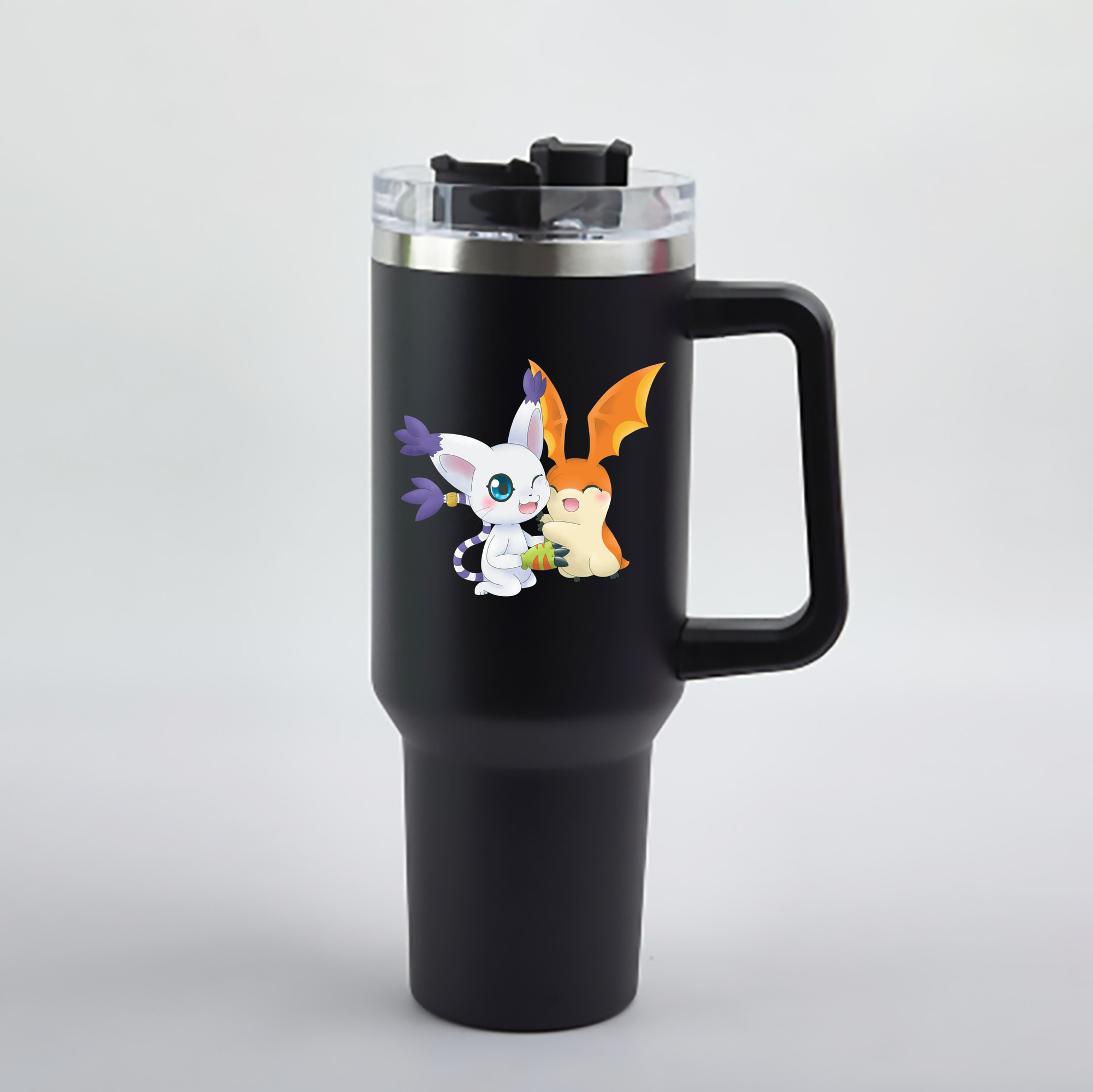 （画像用） Digimon デジタルモンスター/デジモン 1200mL車用タンブラー - クリスタルステッカー（プラスチックストロー付き）