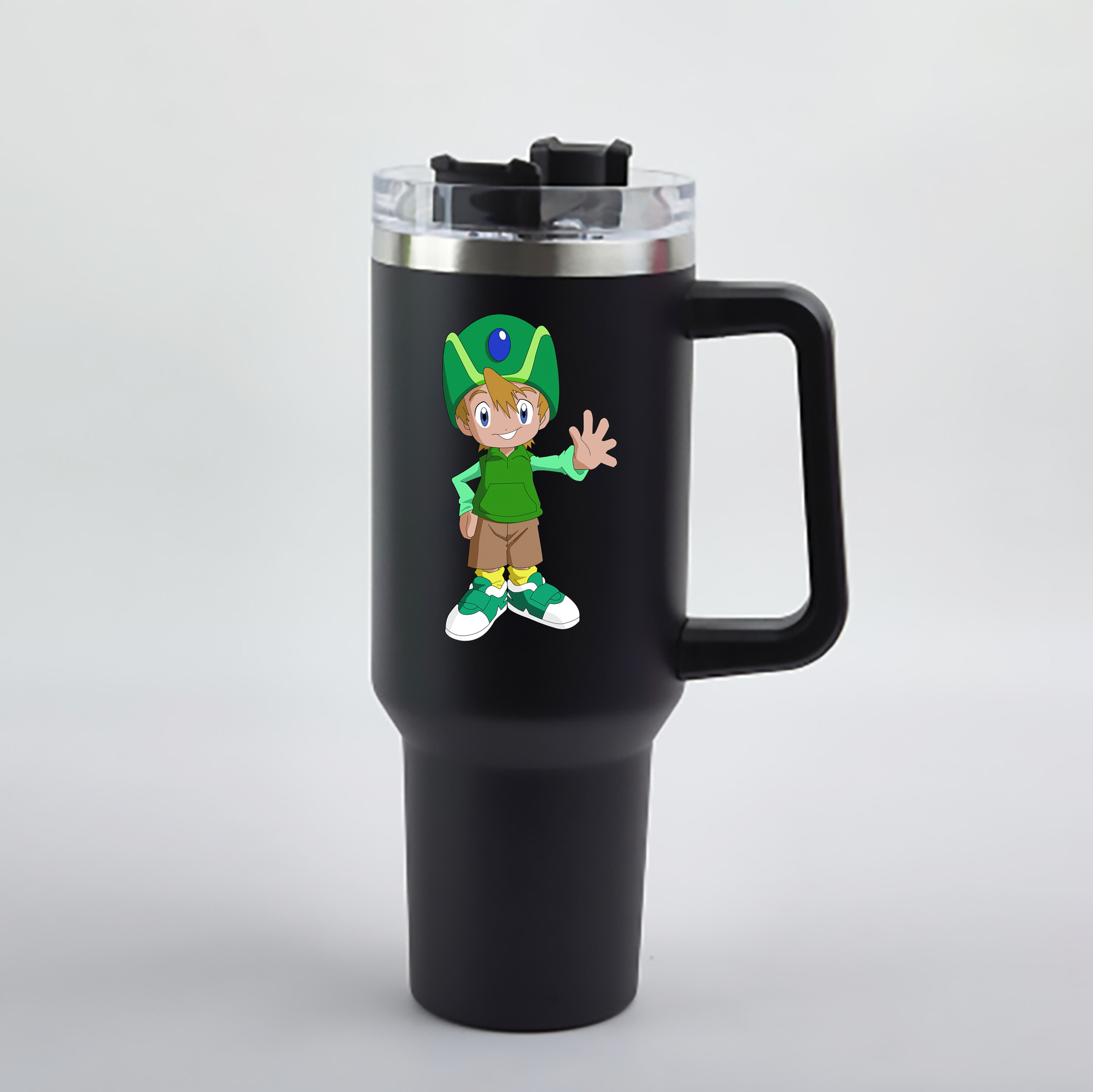 （画像用） Digimon デジタルモンスター/デジモン 1200mL車用タンブラー - クリスタルステッカー（プラスチックストロー付き）