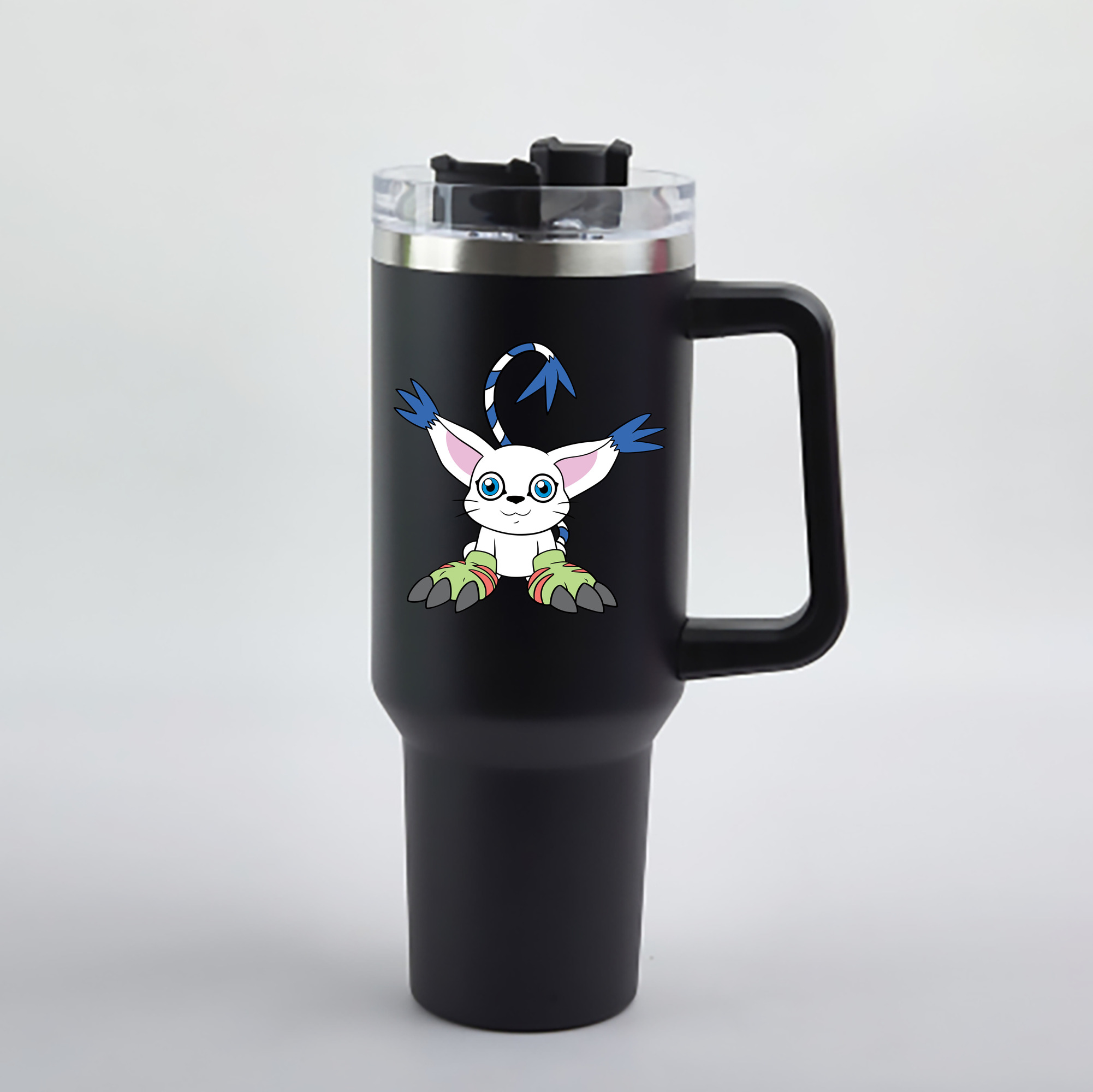 （画像用） Digimon デジタルモンスター/デジモン 1200mL車用タンブラー - クリスタルステッカー（プラスチックストロー付き）
