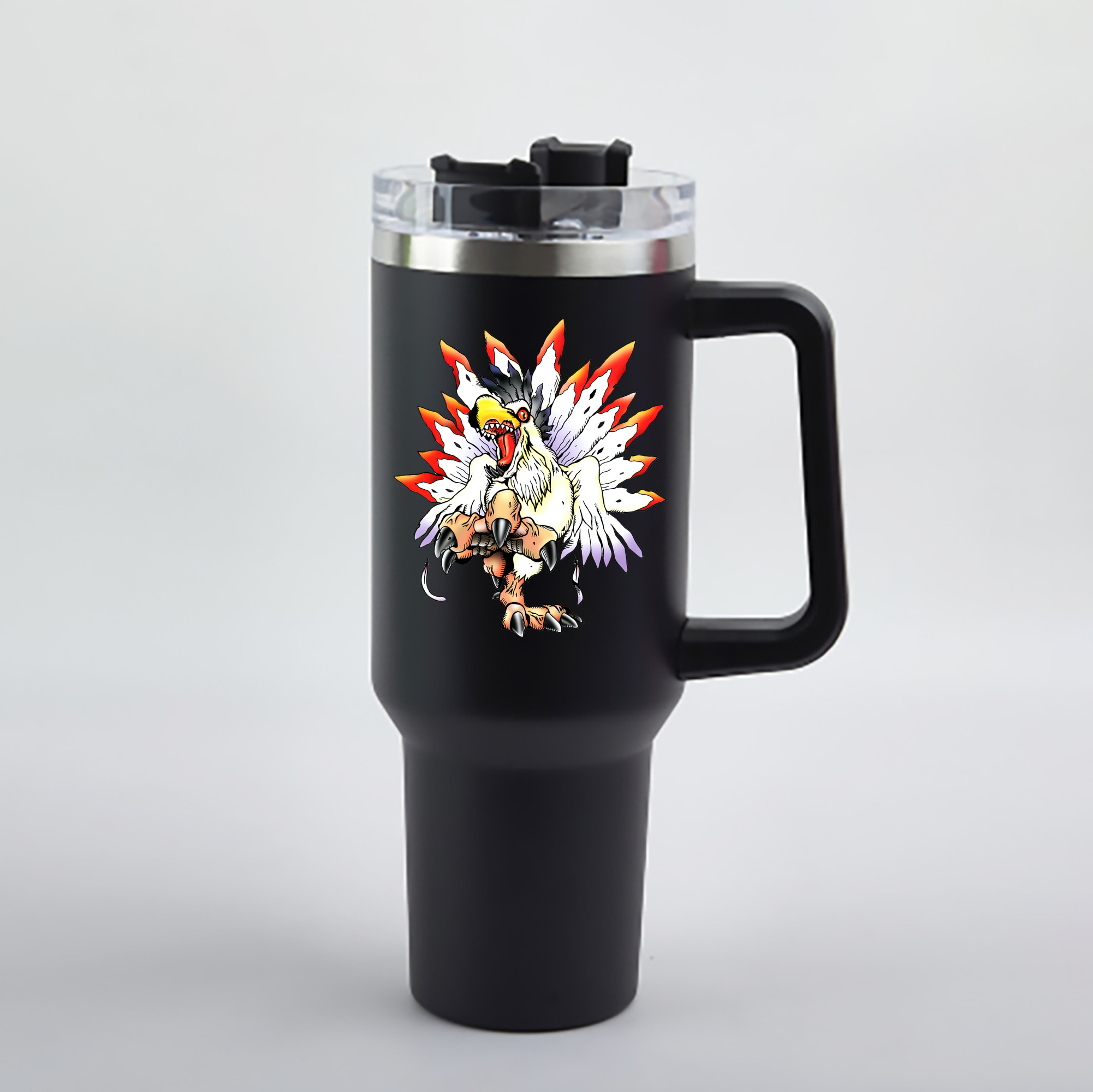 （画像用） Digimon デジタルモンスター/デジモン 1200mL車用タンブラー - クリスタルステッカー（プラスチックストロー付き）