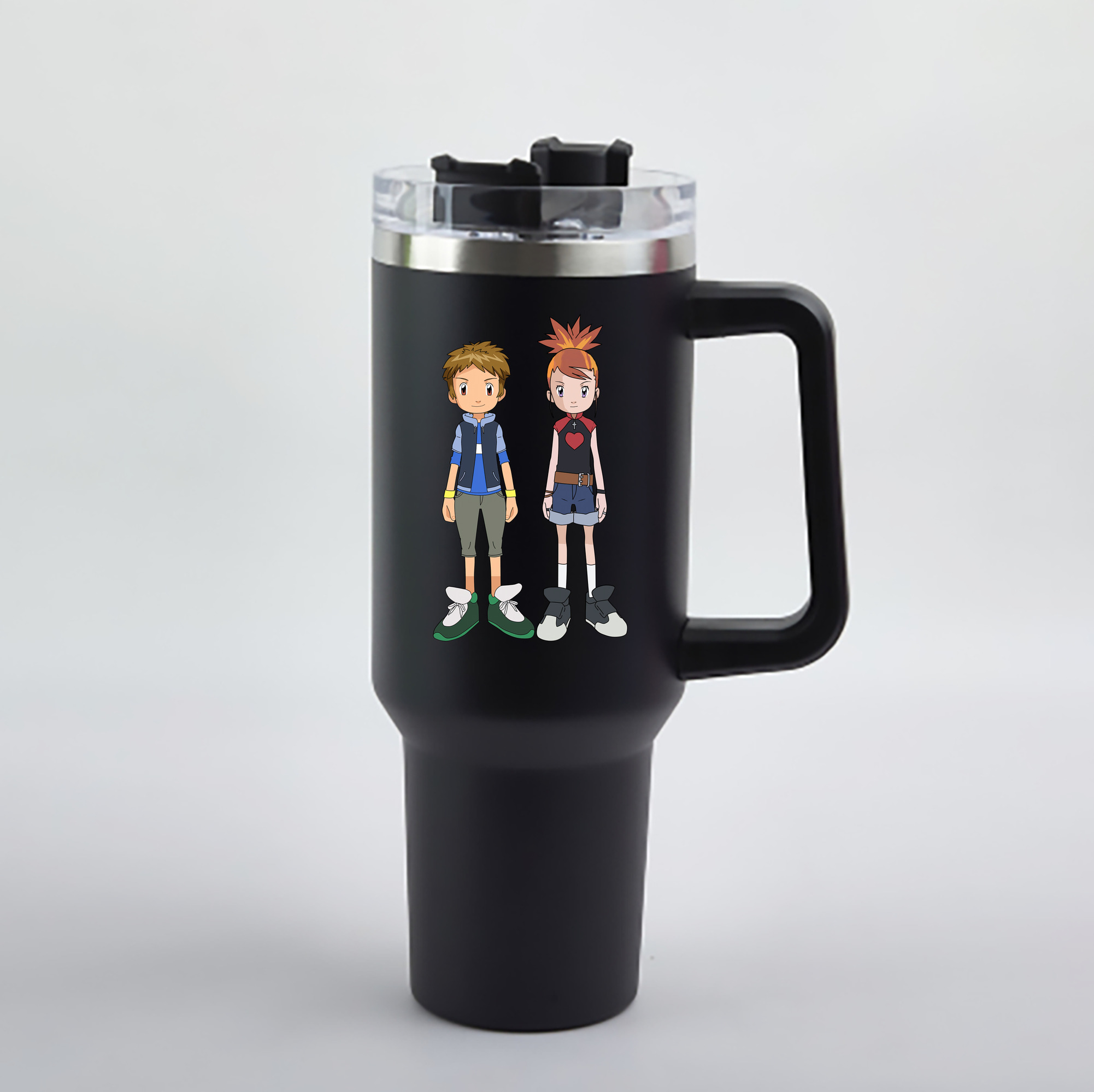 （画像用） Digimon デジタルモンスター/デジモン 1200mL車用タンブラー - クリスタルステッカー（プラスチックストロー付き）