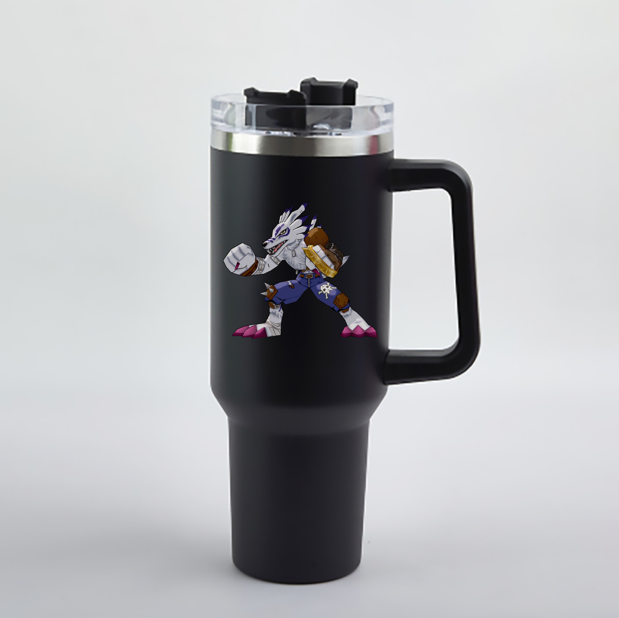 （画像用） Digimon デジタルモンスター/デジモン 1200mL車用タンブラー - クリスタルステッカー（プラスチックストロー付き）