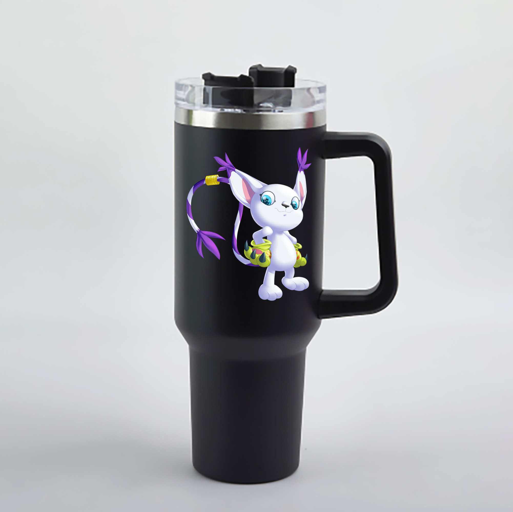 （画像用） Digimon デジタルモンスター/デジモン 1200mL車用タンブラー - クリスタルステッカー（プラスチックストロー付き）