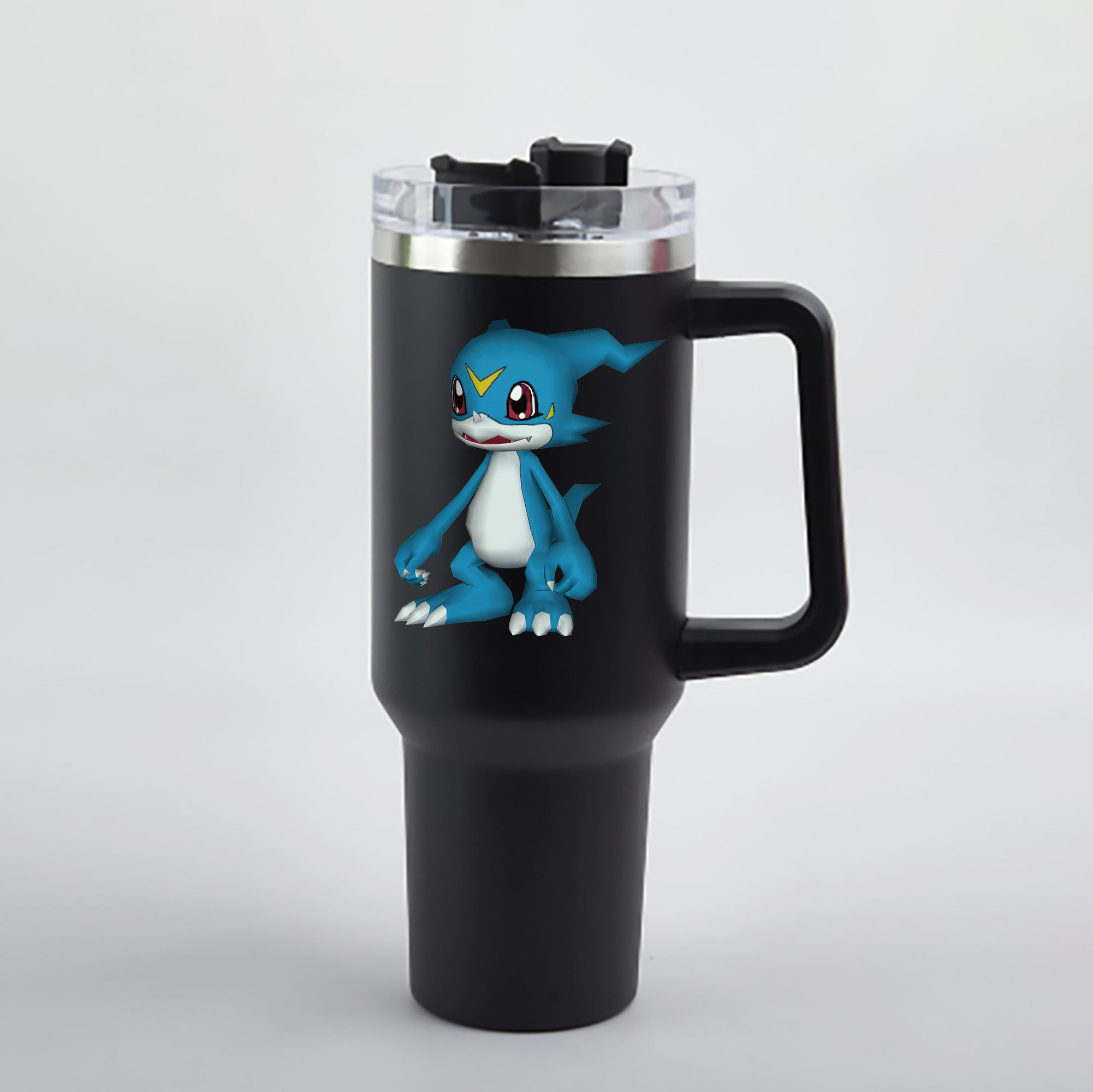 （画像用） Digimon デジタルモンスター/デジモン 1200mL車用タンブラー - クリスタルステッカー（プラスチックストロー付き）