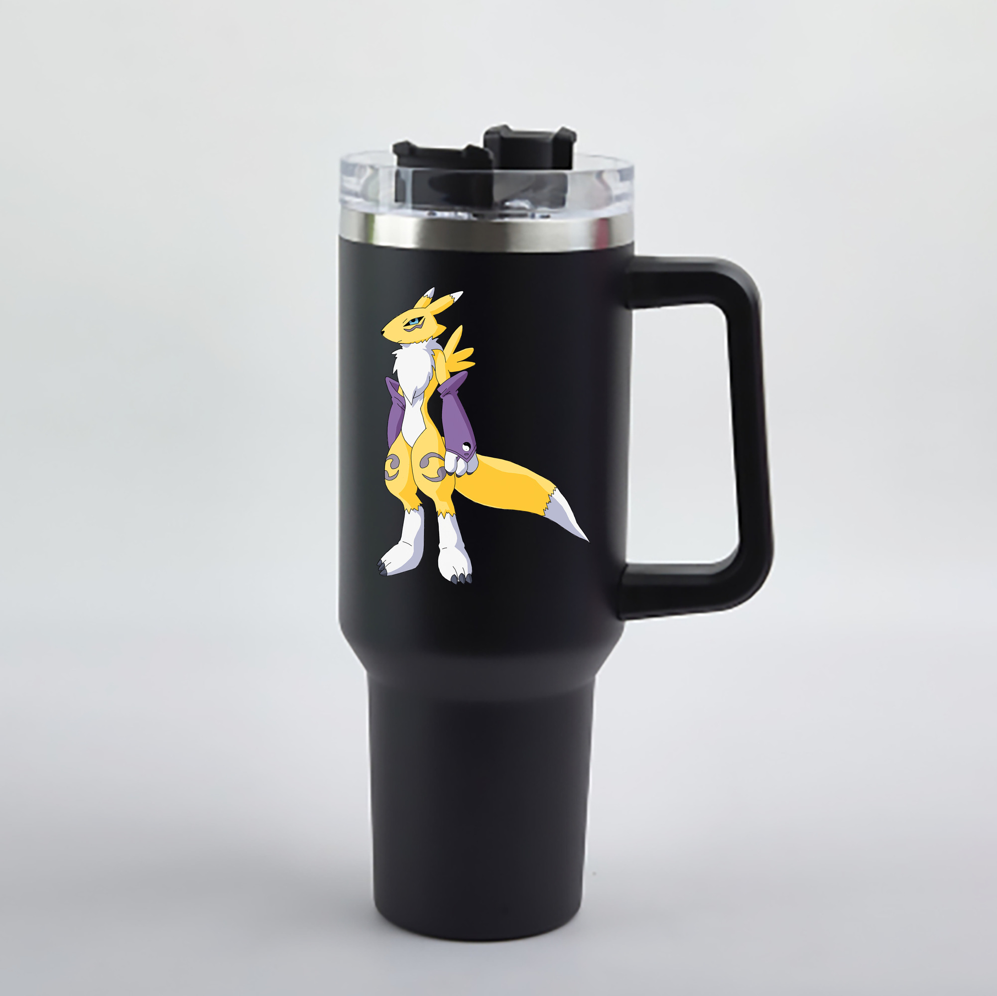 （画像用） Digimon デジタルモンスター/デジモン 1200mL車用タンブラー - クリスタルステッカー（プラスチックストロー付き）