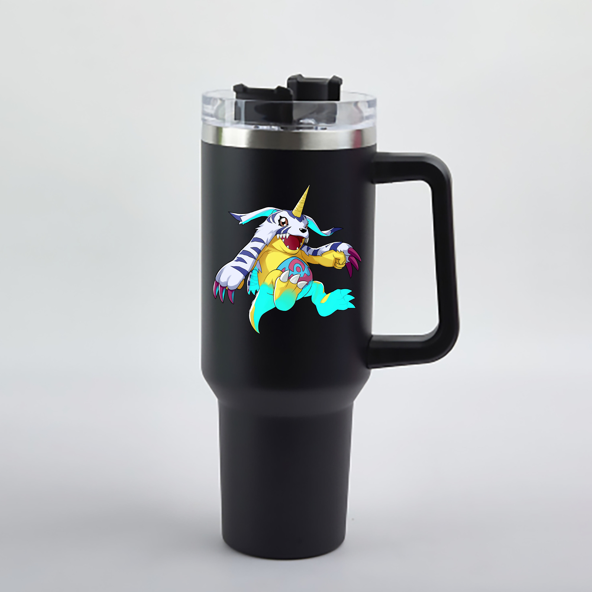（画像用） Digimon デジタルモンスター/デジモン 1200mL車用タンブラー - クリスタルステッカー（プラスチックストロー付き）