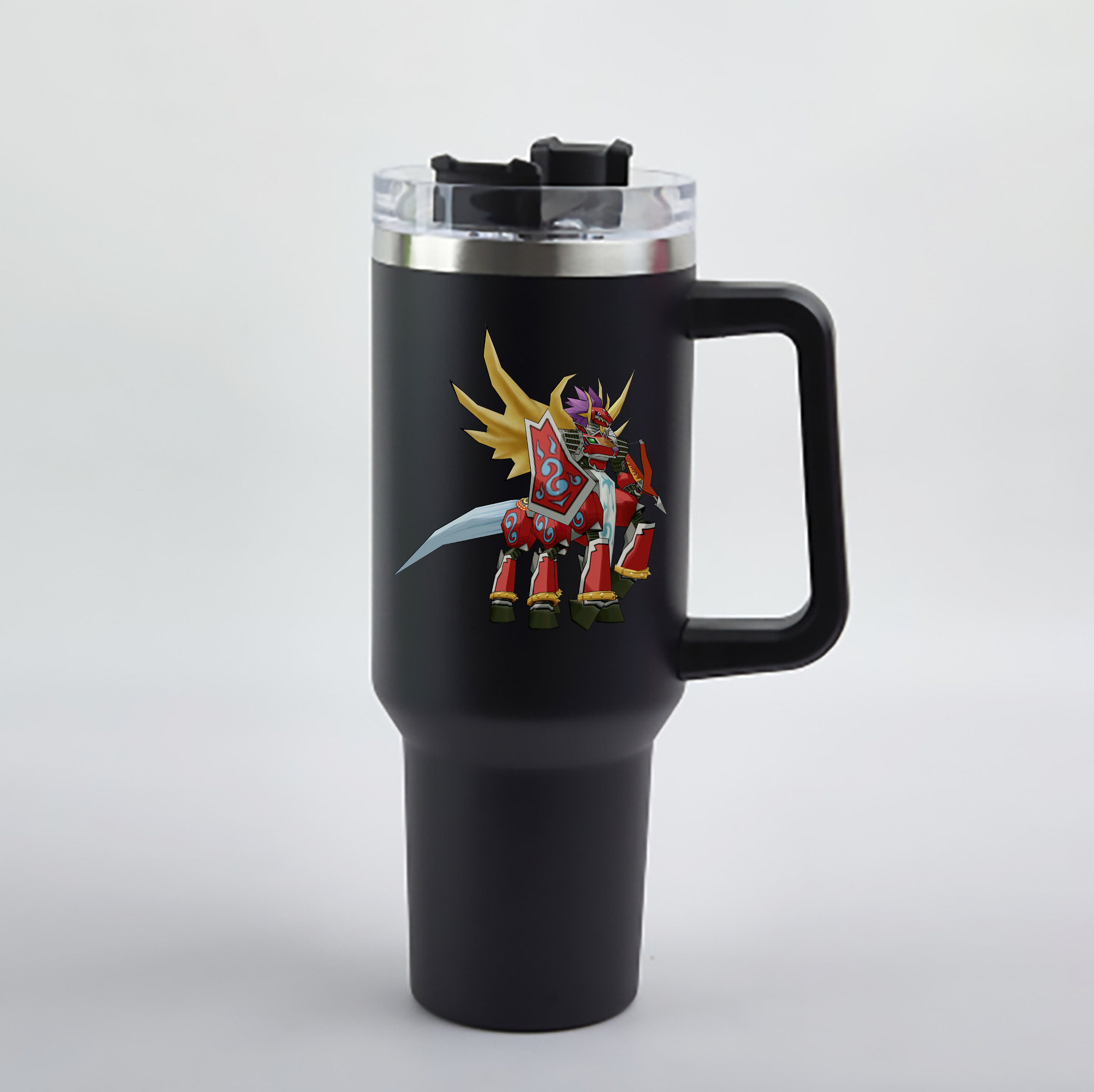 （画像用） Digimon デジタルモンスター/デジモン 1200mL車用タンブラー - クリスタルステッカー（プラスチックストロー付き）
