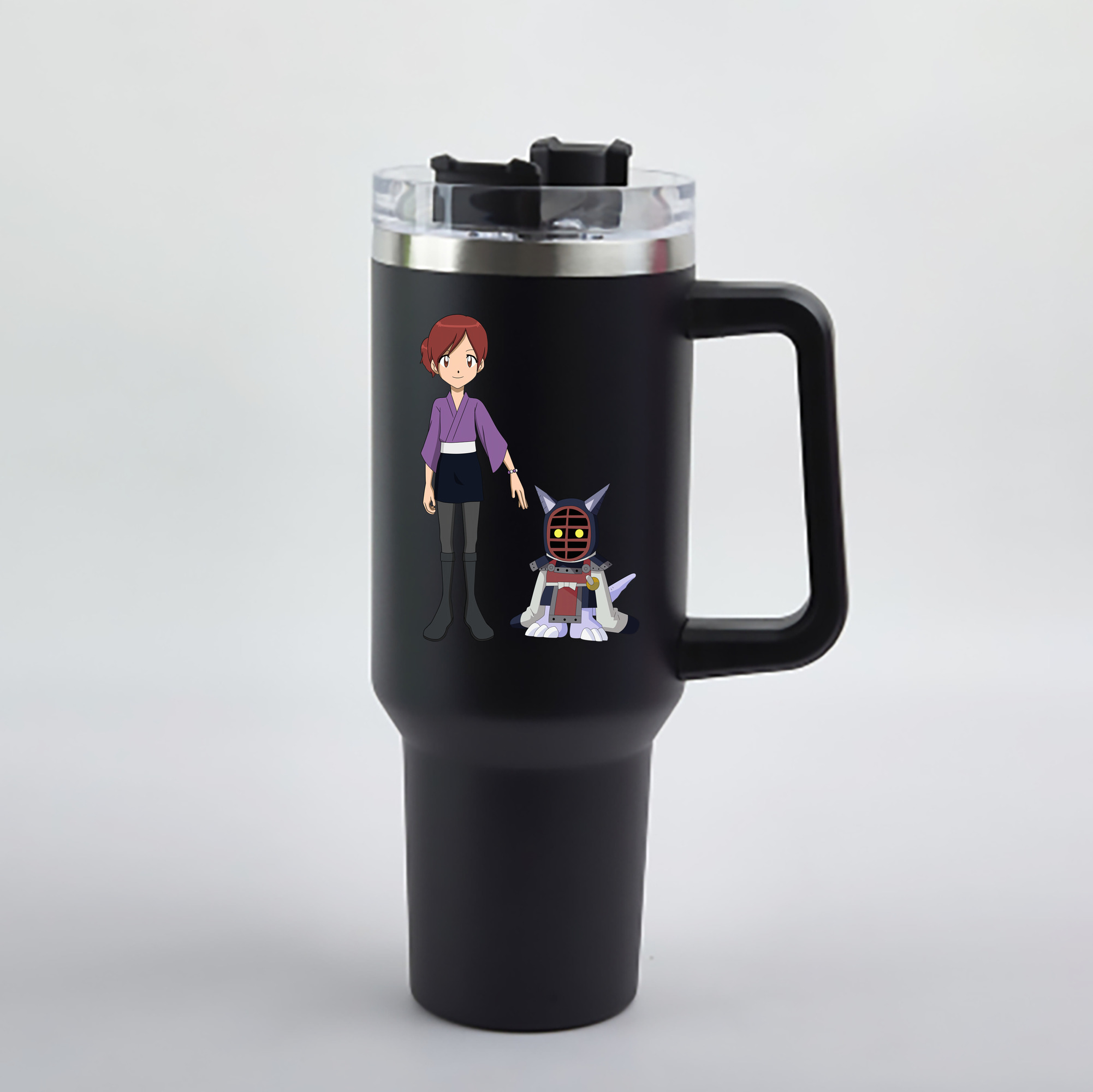 （画像用） Digimon デジタルモンスター/デジモン 1200mL車用タンブラー - クリスタルステッカー（プラスチックストロー付き）