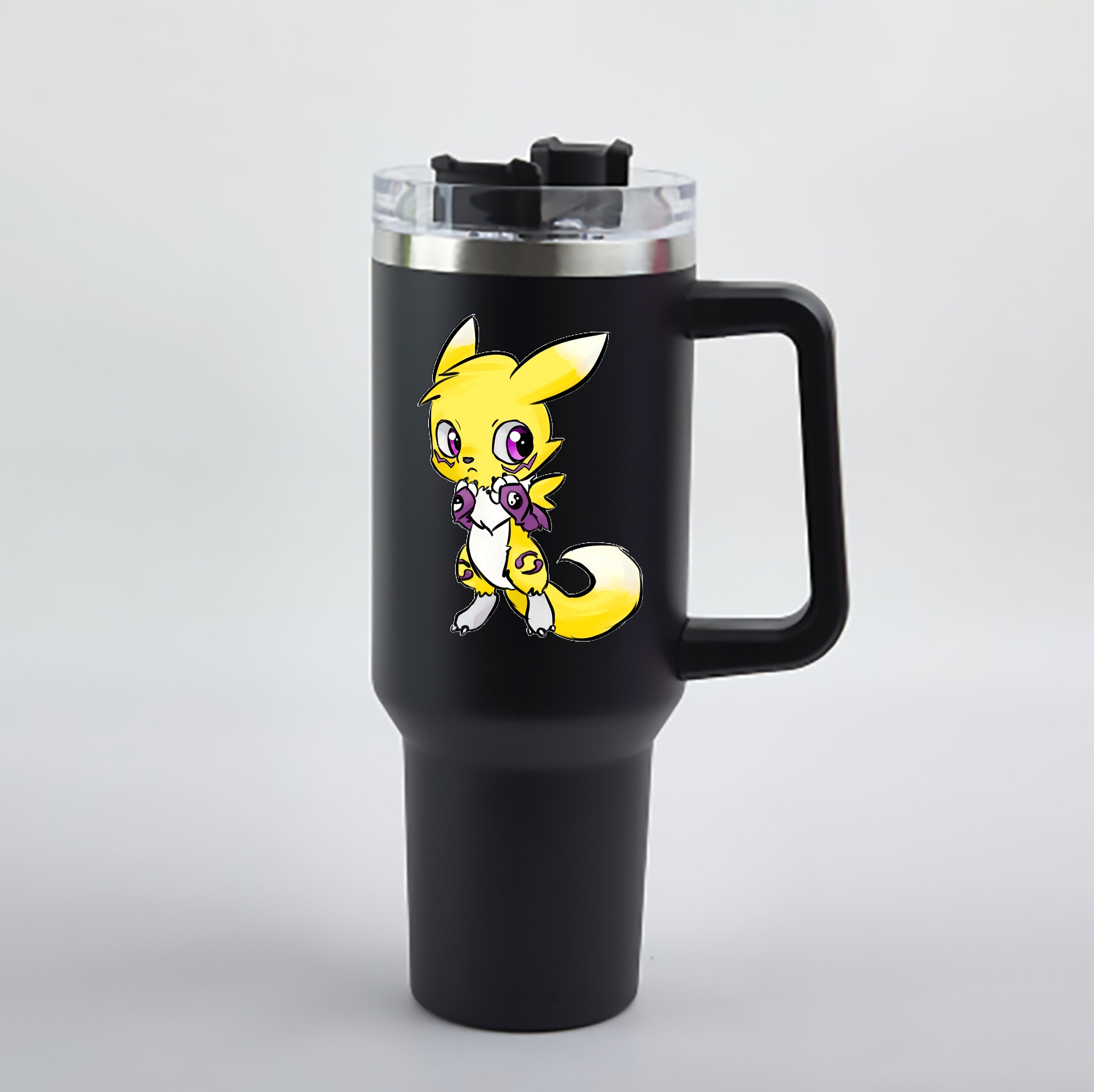 （画像用） Digimon デジタルモンスター/デジモン 1200mL車用タンブラー - クリスタルステッカー（プラスチックストロー付き）