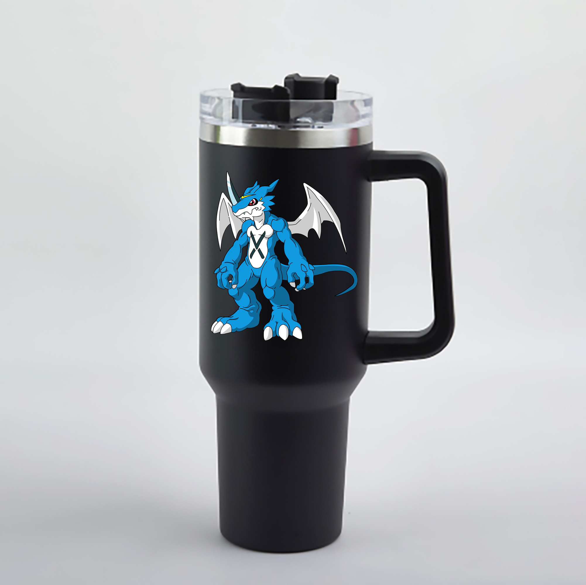 （画像用） Digimon デジタルモンスター/デジモン 1200mL車用タンブラー - クリスタルステッカー（プラスチックストロー付き）