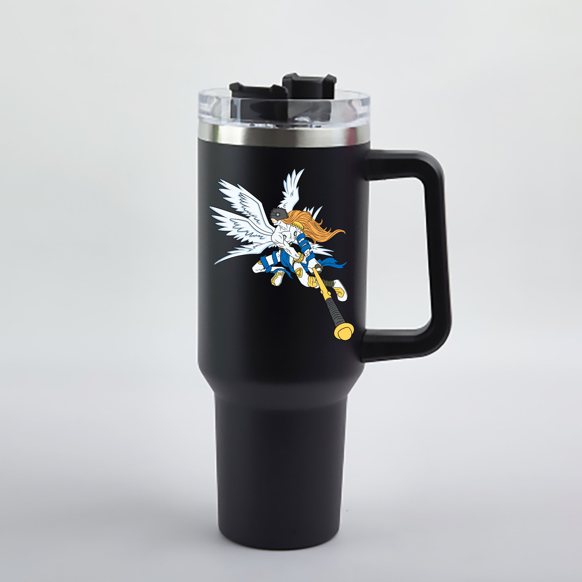 （画像用） Digimon デジタルモンスター/デジモン 1200mL車用タンブラー - クリスタルステッカー（プラスチックストロー付き）