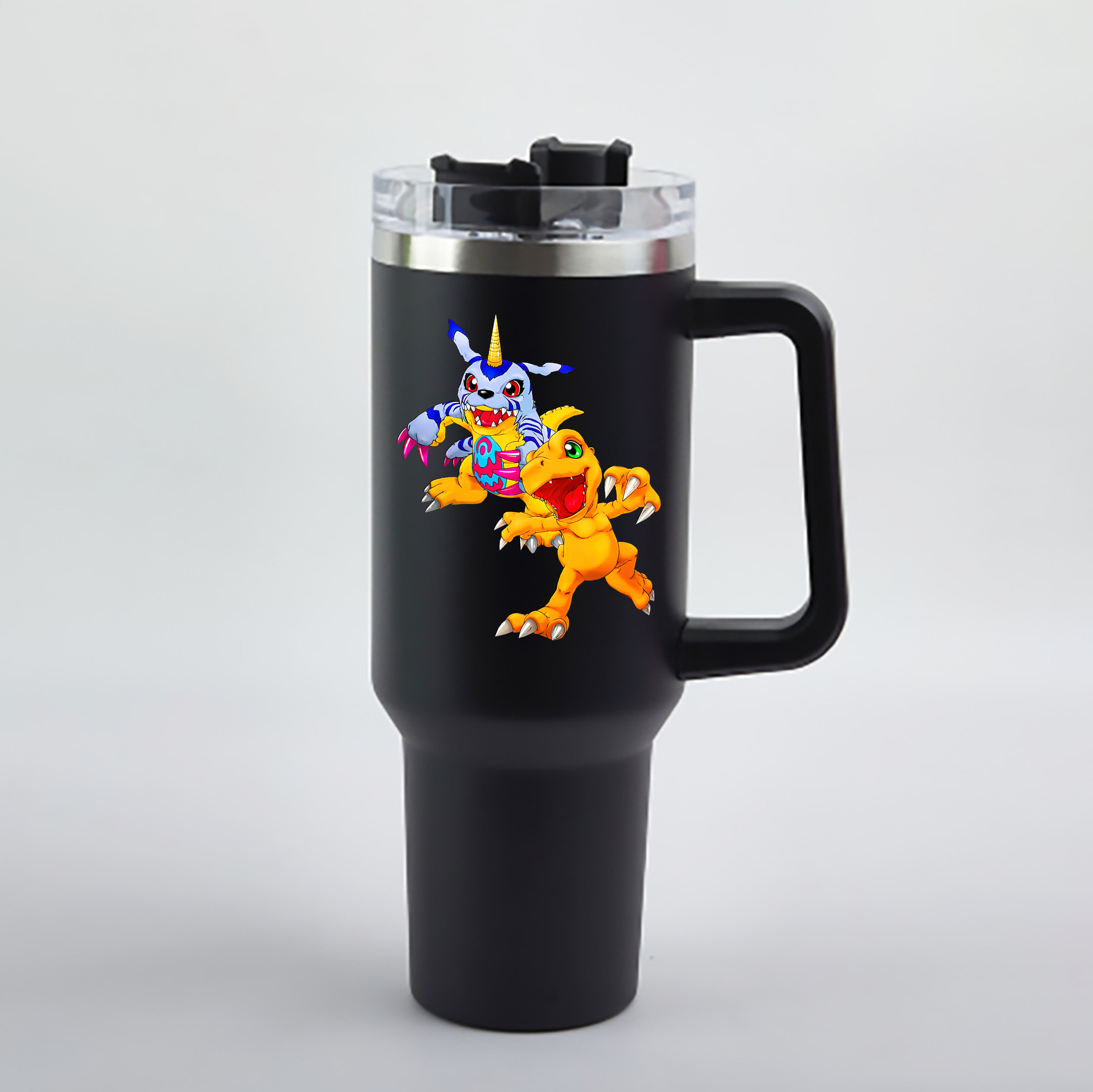 （画像用） Digimon デジタルモンスター/デジモン 1200mL車用タンブラー - クリスタルステッカー（プラスチックストロー付き）