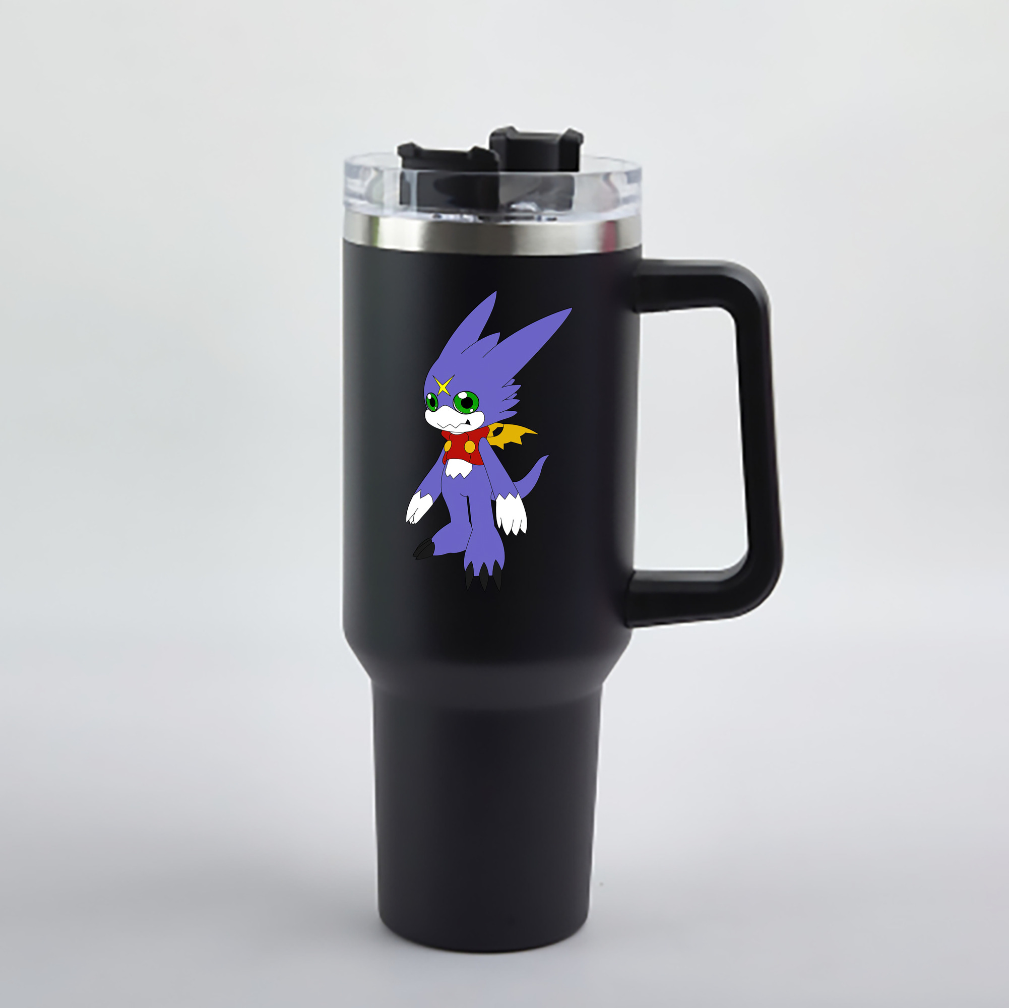 （画像用） Digimon デジタルモンスター/デジモン 1200mL車用タンブラー - クリスタルステッカー（プラスチックストロー付き）