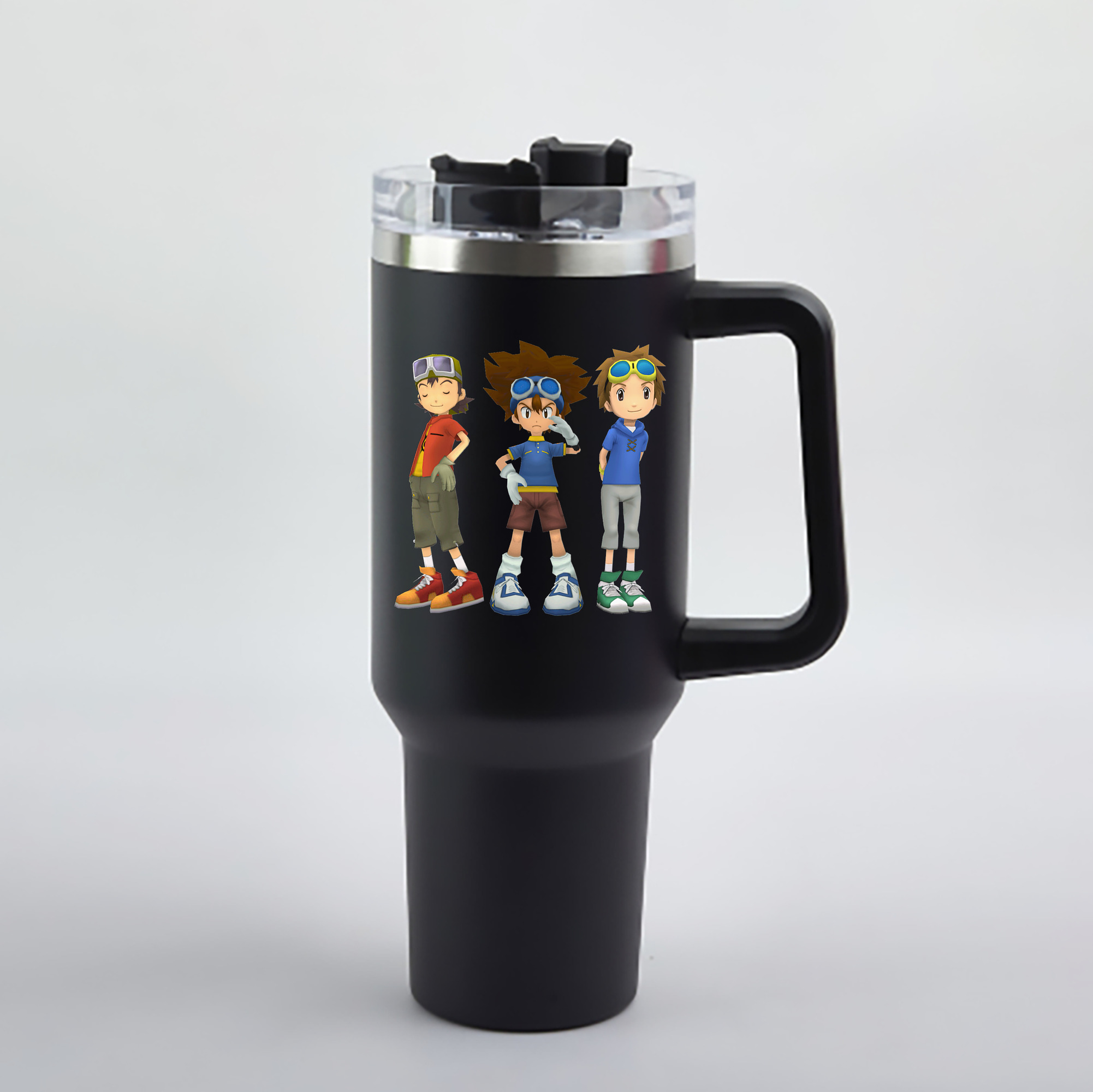 （画像用） Digimon デジタルモンスター/デジモン 1200mL車用タンブラー - クリスタルステッカー（プラスチックストロー付き）