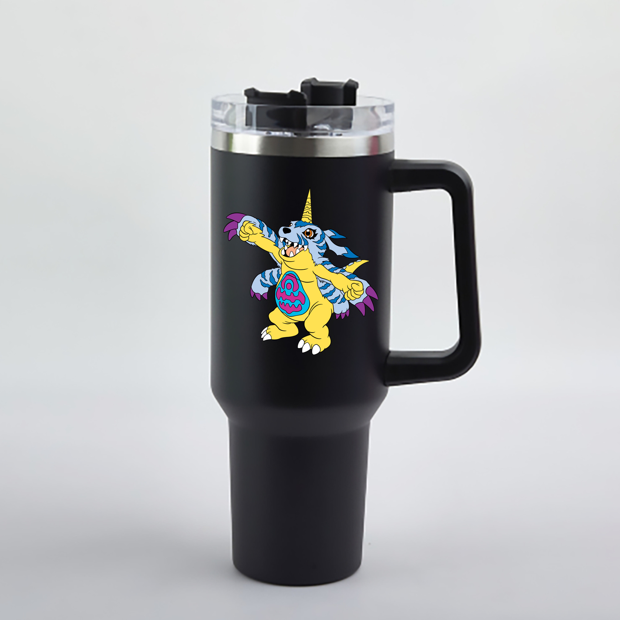 （画像用） Digimon デジタルモンスター/デジモン 1200mL車用タンブラー - クリスタルステッカー（プラスチックストロー付き）