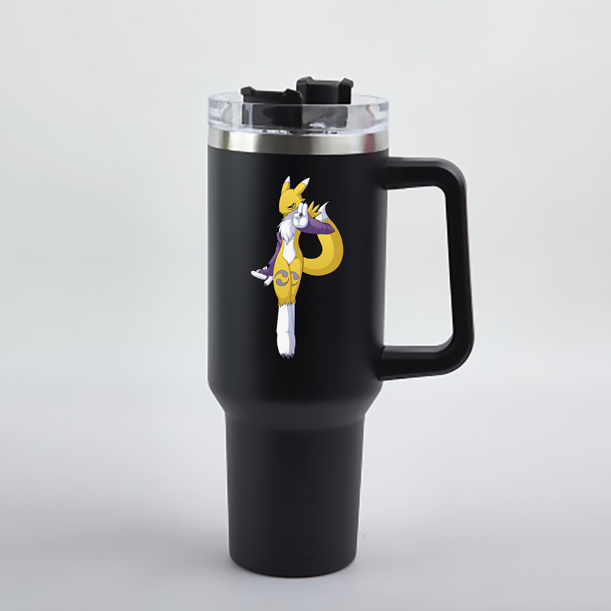 （画像用） Digimon デジタルモンスター/デジモン 1200mL車用タンブラー - クリスタルステッカー（プラスチックストロー付き）