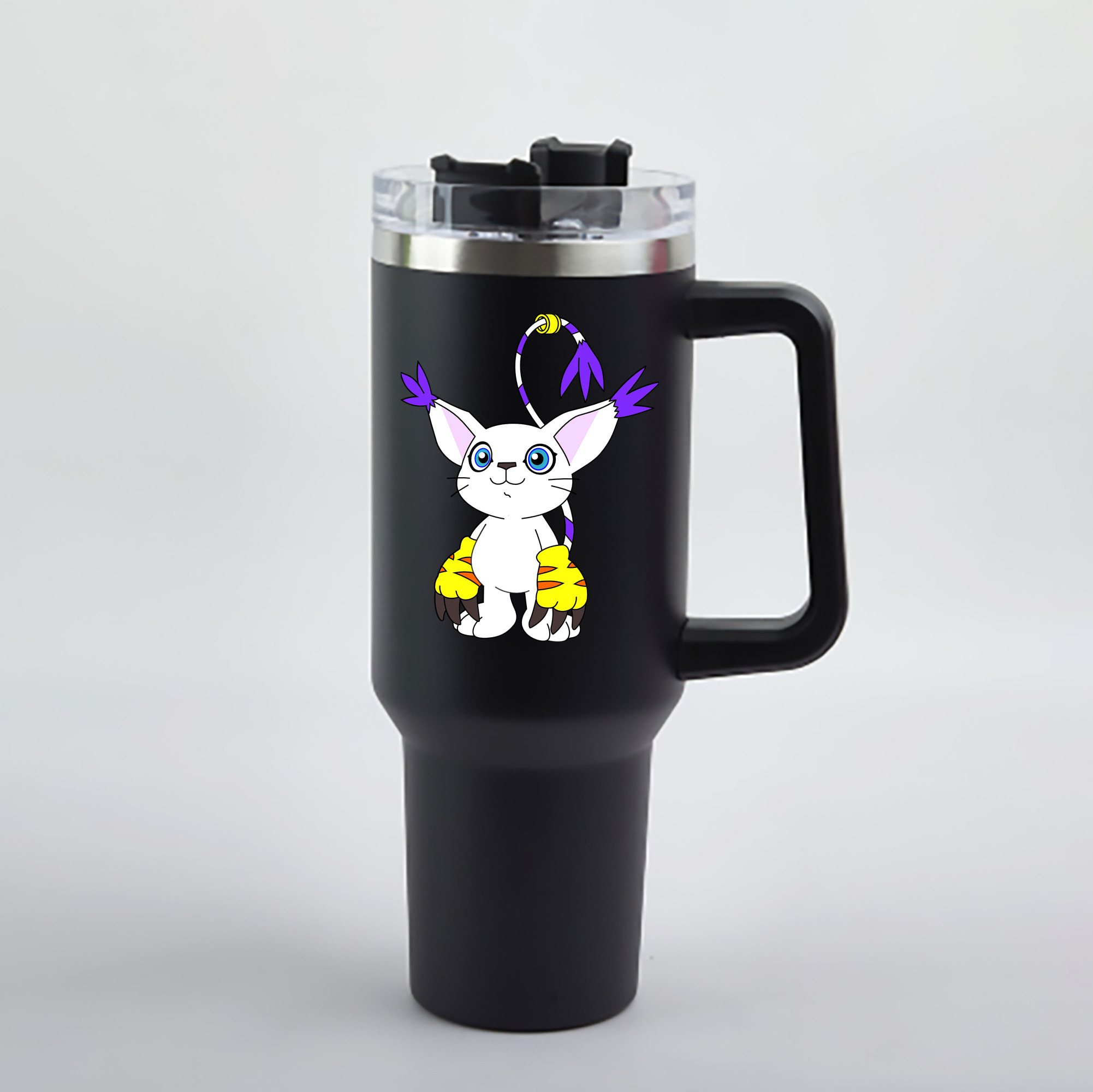 （画像用） Digimon デジタルモンスター/デジモン 1200mL車用タンブラー - クリスタルステッカー（プラスチックストロー付き）