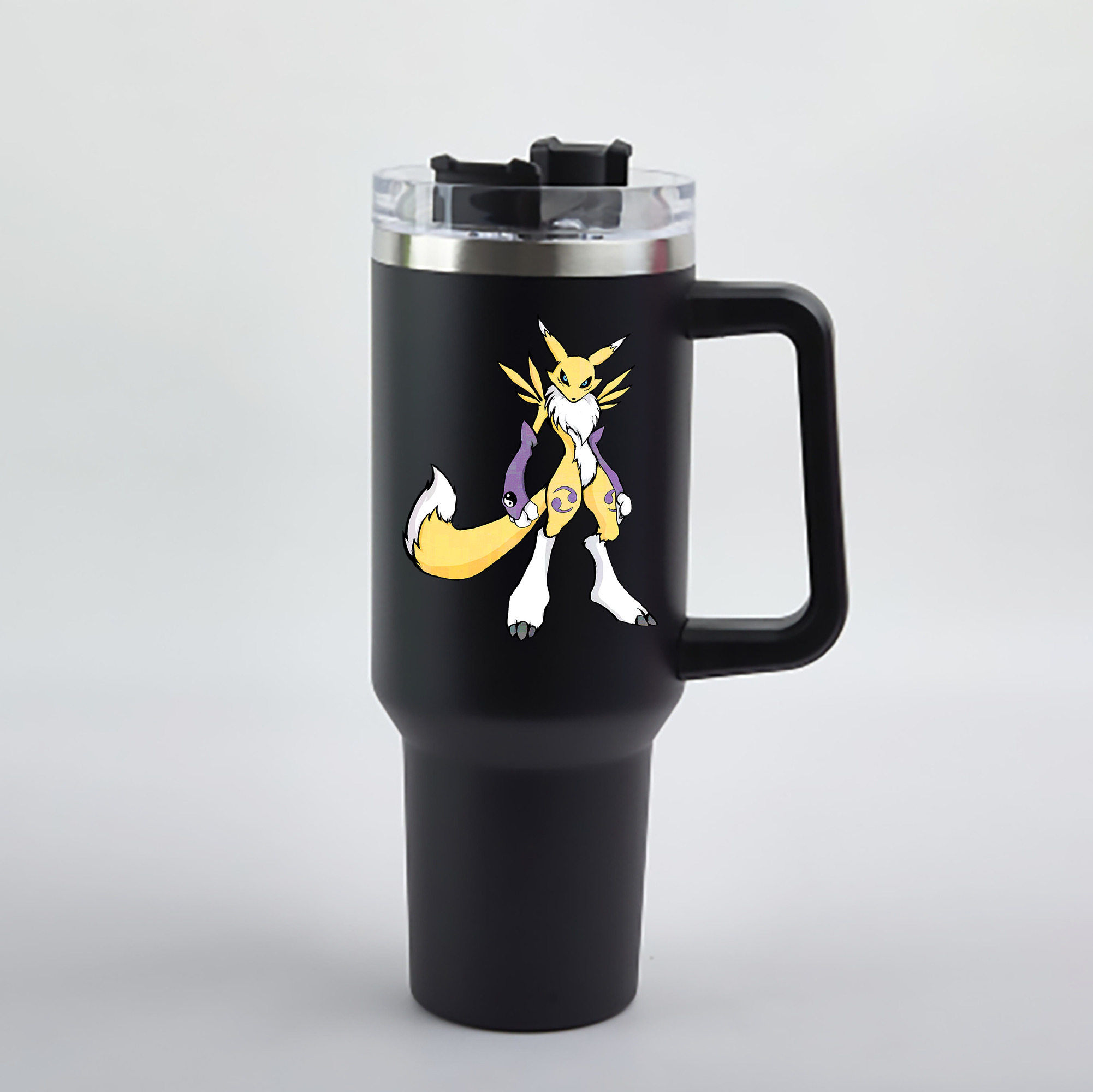 （画像用） Digimon デジタルモンスター/デジモン 1200mL車用タンブラー - クリスタルステッカー（プラスチックストロー付き）