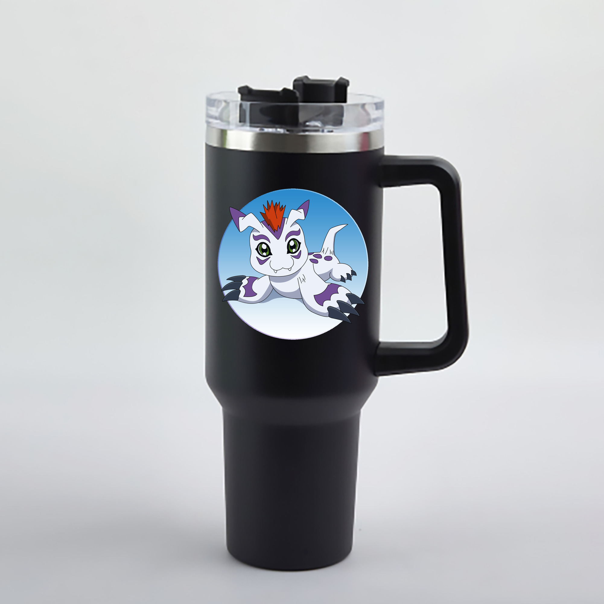 （画像用） Digimon デジタルモンスター/デジモン 1200mL車用タンブラー - クリスタルステッカー（プラスチックストロー付き）