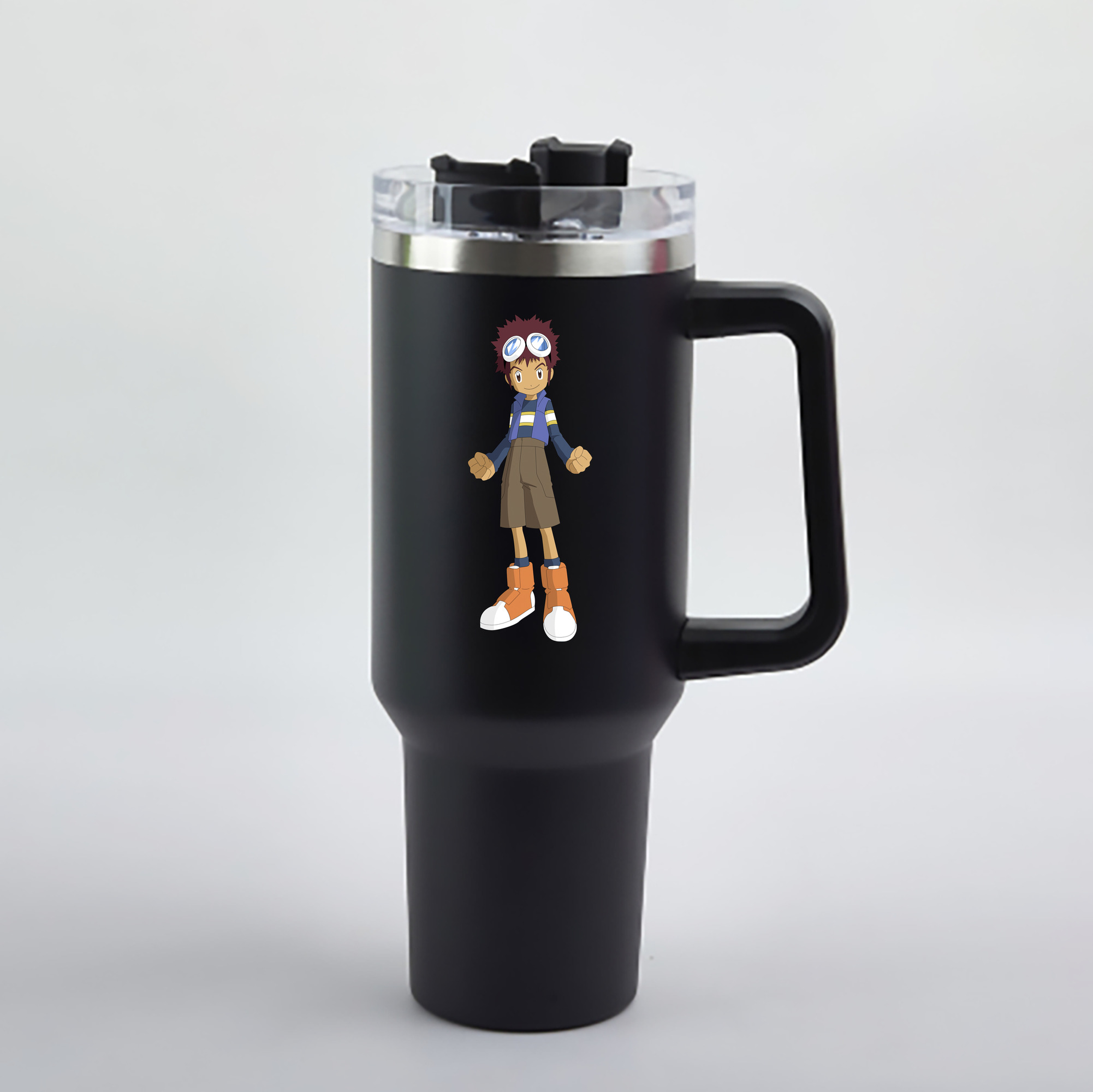 （画像用） Digimon デジタルモンスター/デジモン 1200mL車用タンブラー - クリスタルステッカー（プラスチックストロー付き）