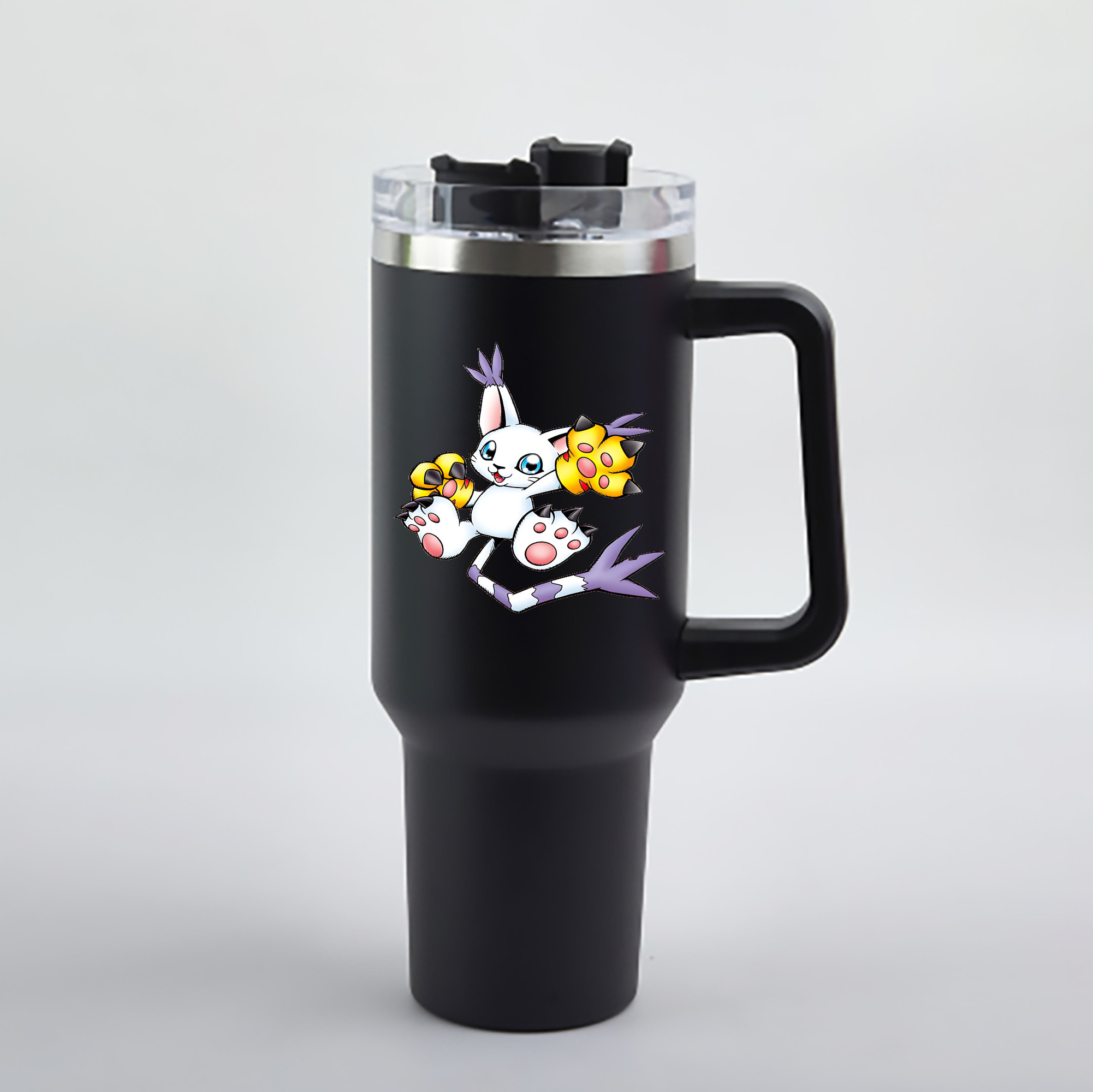 （画像用） Digimon デジタルモンスター/デジモン 1200mL車用タンブラー - クリスタルステッカー（プラスチックストロー付き）