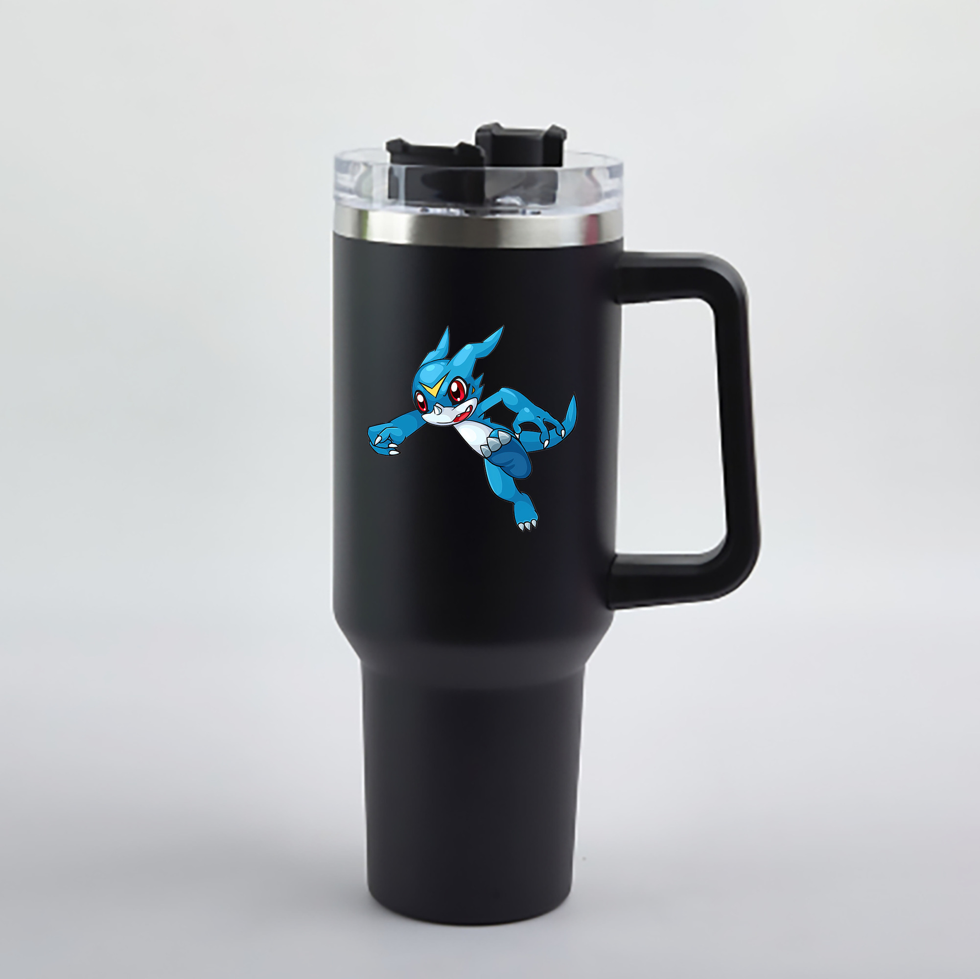 （画像用） Digimon デジタルモンスター/デジモン 1200mL車用タンブラー - クリスタルステッカー（プラスチックストロー付き）