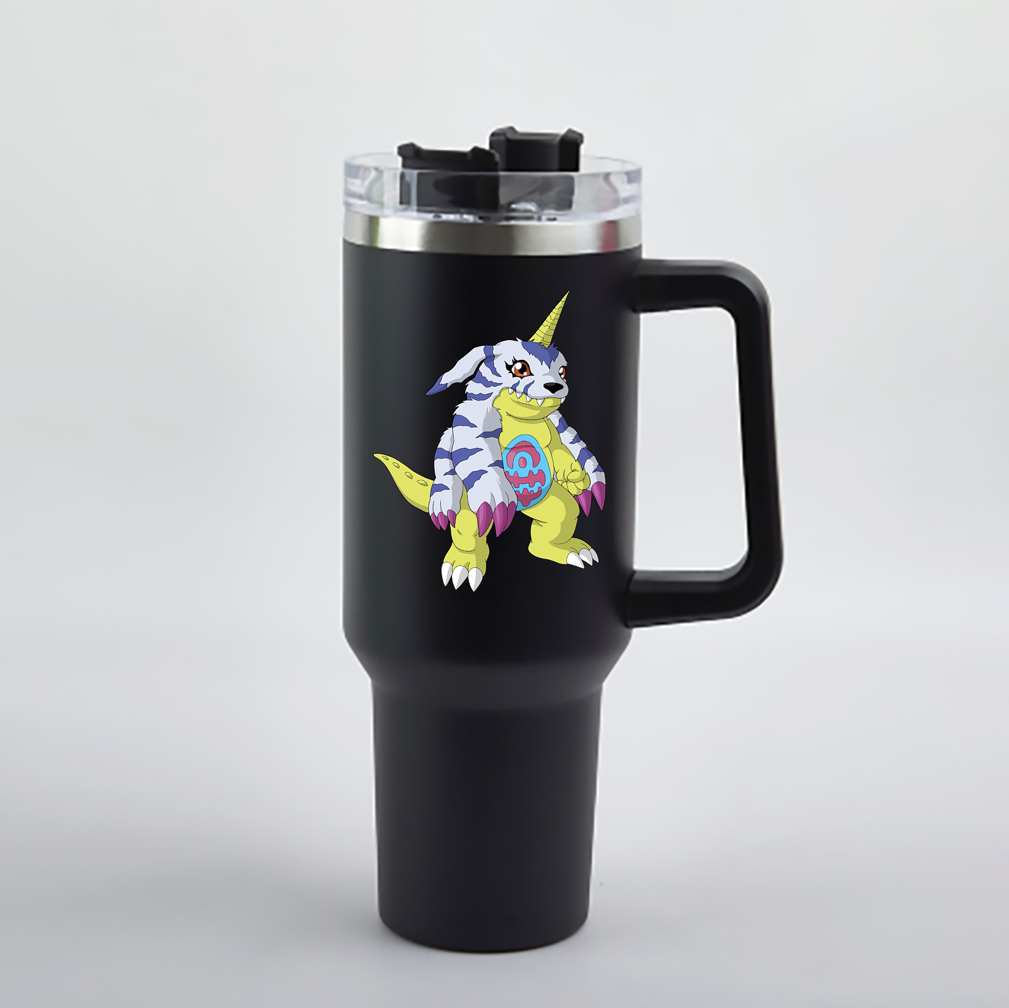 （画像用） Digimon デジタルモンスター/デジモン 1200mL車用タンブラー - クリスタルステッカー（プラスチックストロー付き）