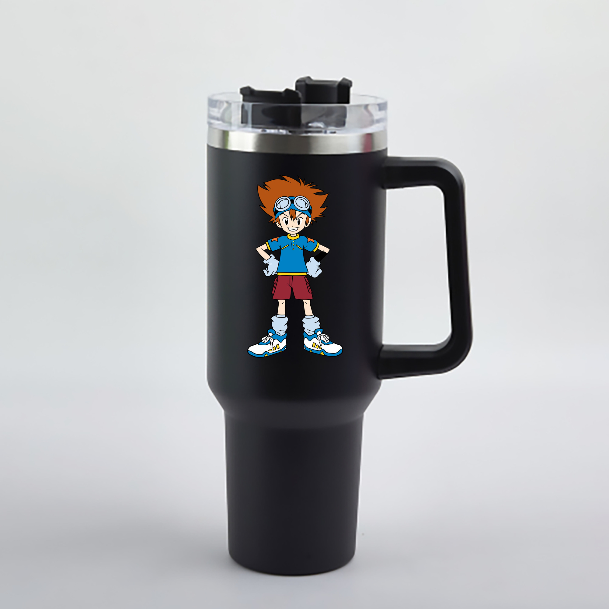 （画像用） Digimon デジタルモンスター/デジモン 1200mL車用タンブラー - クリスタルステッカー（プラスチックストロー付き）