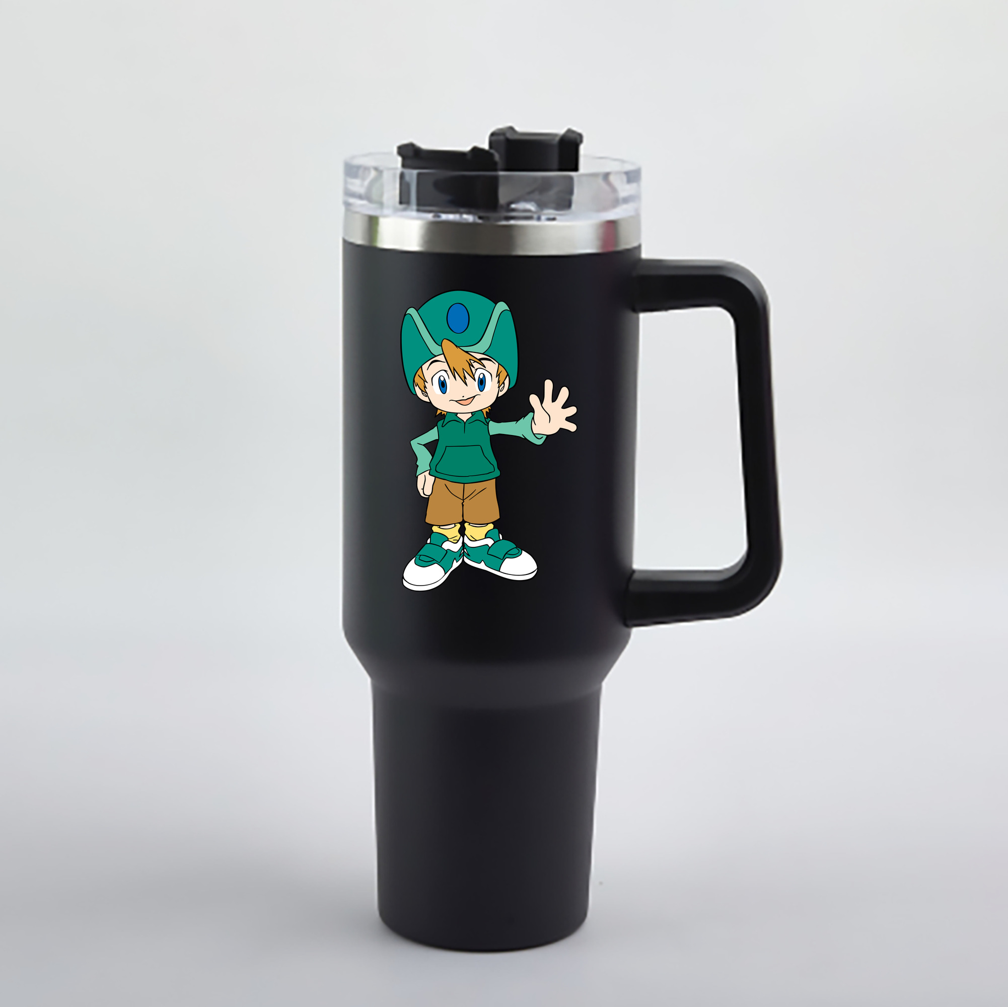 （画像用） Digimon デジタルモンスター/デジモン 1200mL車用タンブラー - クリスタルステッカー（プラスチックストロー付き）
