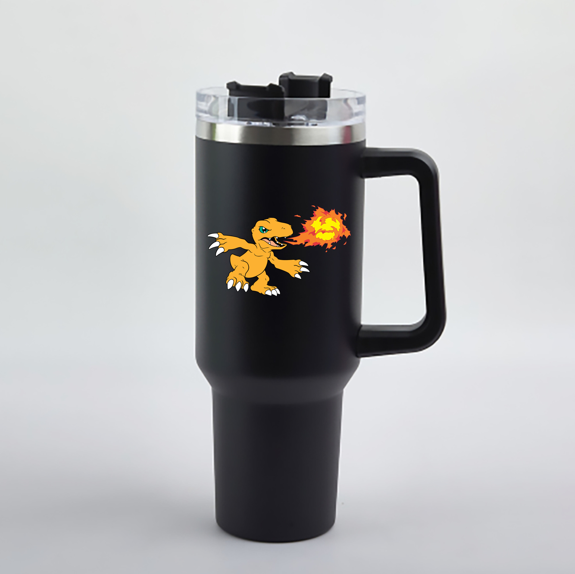（画像用） Digimon デジタルモンスター/デジモン 1200mL車用タンブラー - クリスタルステッカー（プラスチックストロー付き）