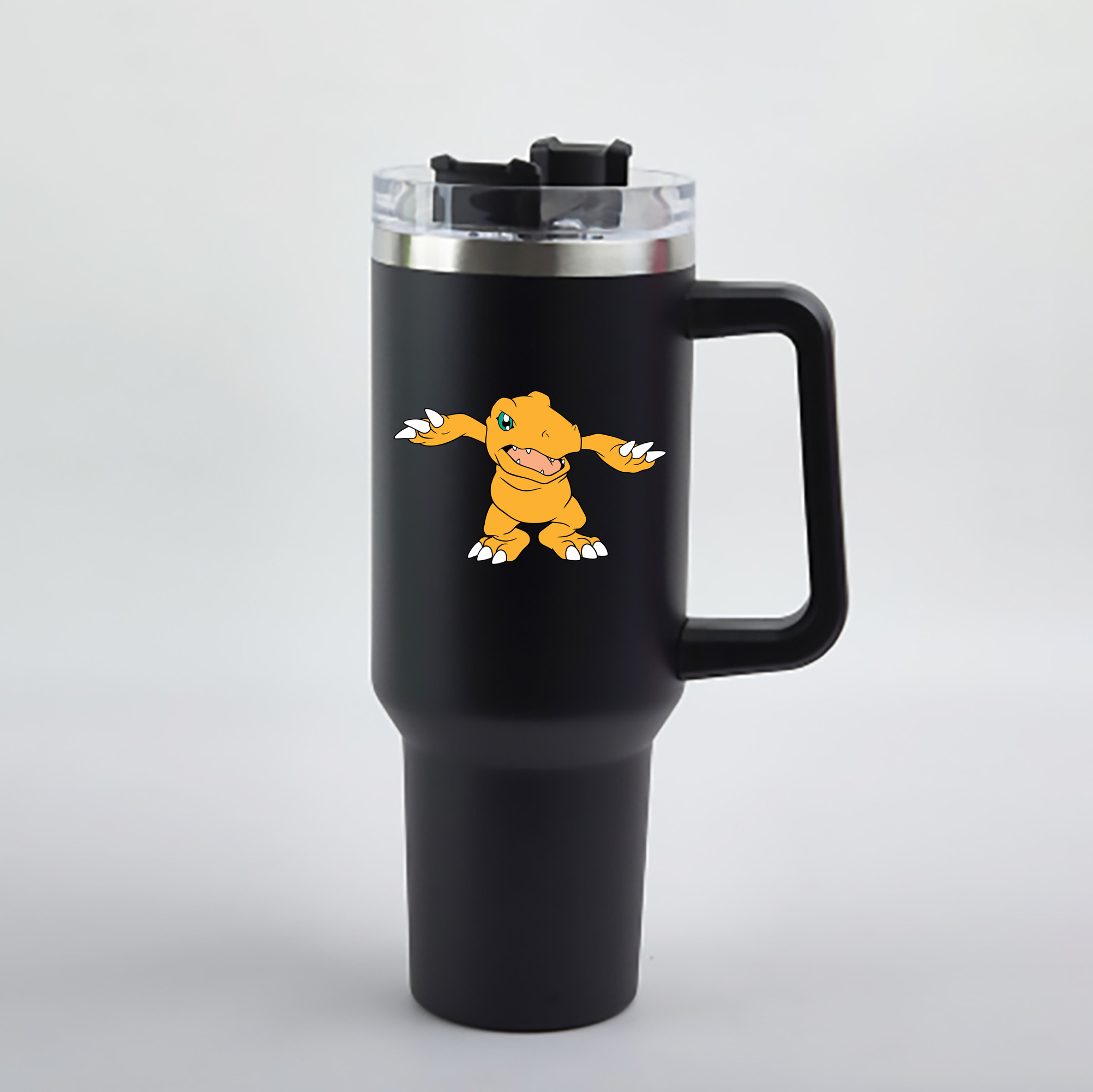 （画像用） Digimon デジタルモンスター/デジモン 1200mL車用タンブラー - クリスタルステッカー（プラスチックストロー付き）