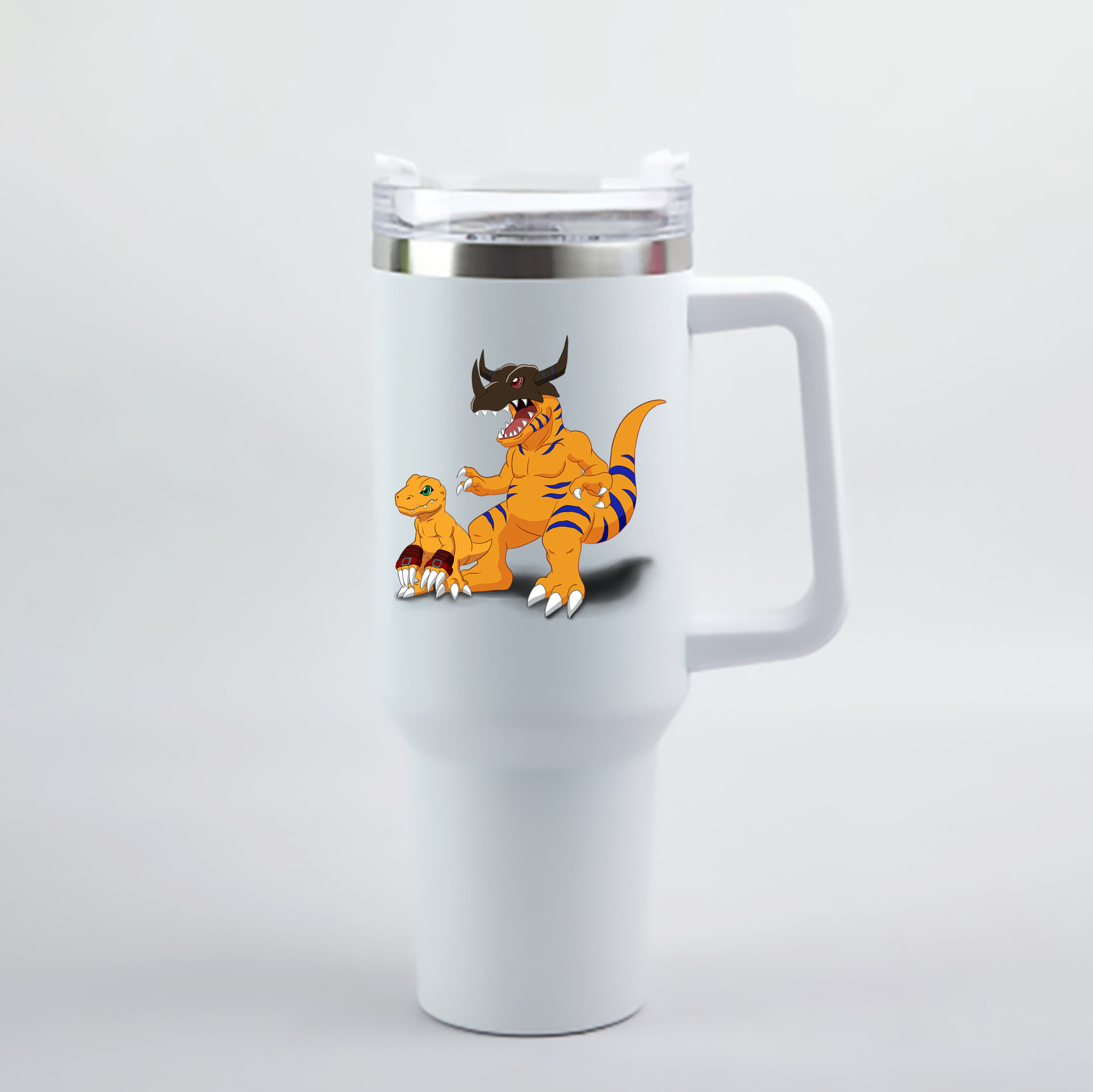 （画像用） Digimon デジタルモンスター/デジモン 1200mL車用タンブラー - クリスタルステッカー（プラスチックストロー付き）