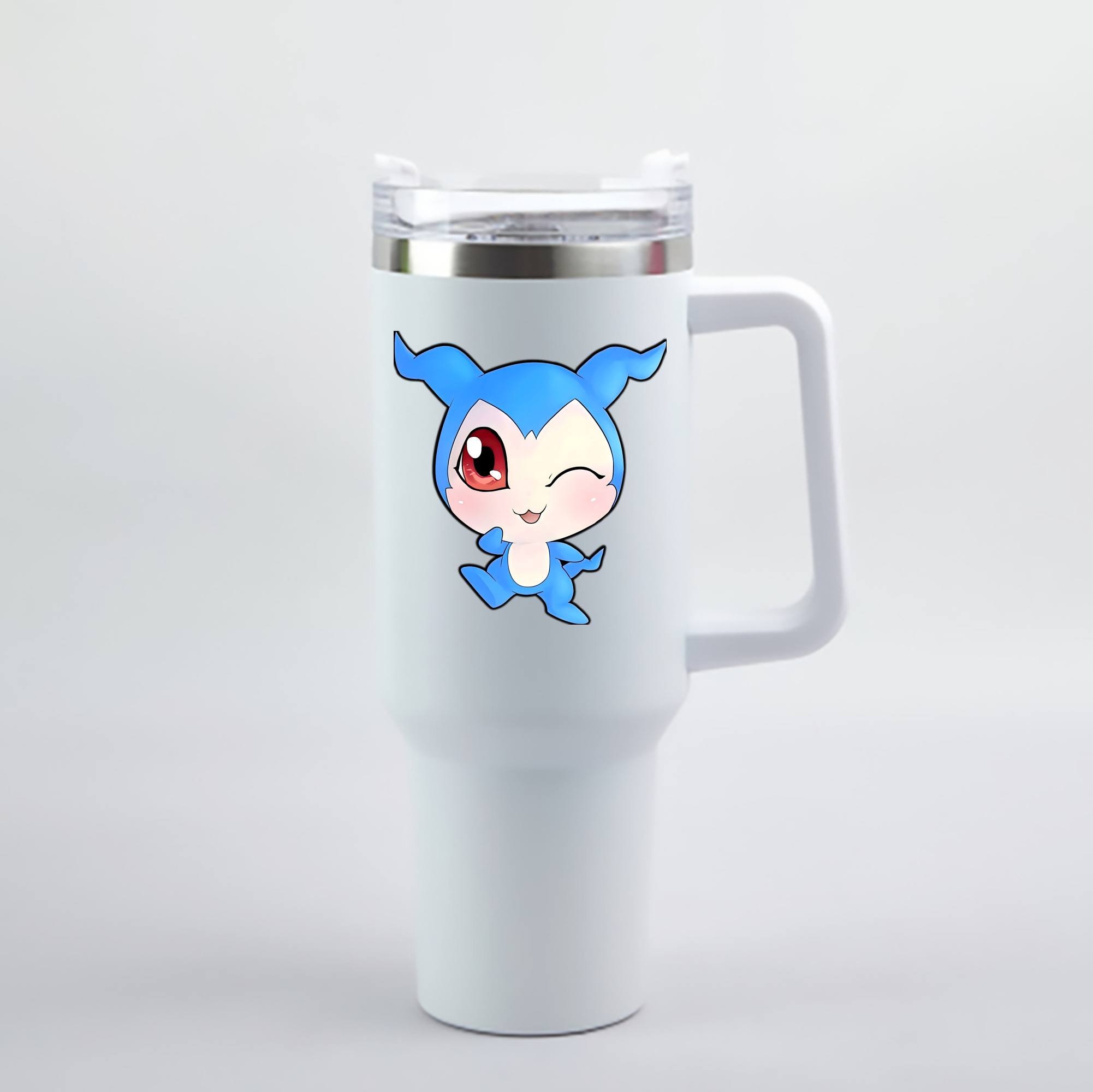 （画像用） Digimon デジタルモンスター/デジモン 1200mL車用タンブラー - クリスタルステッカー（プラスチックストロー付き）
