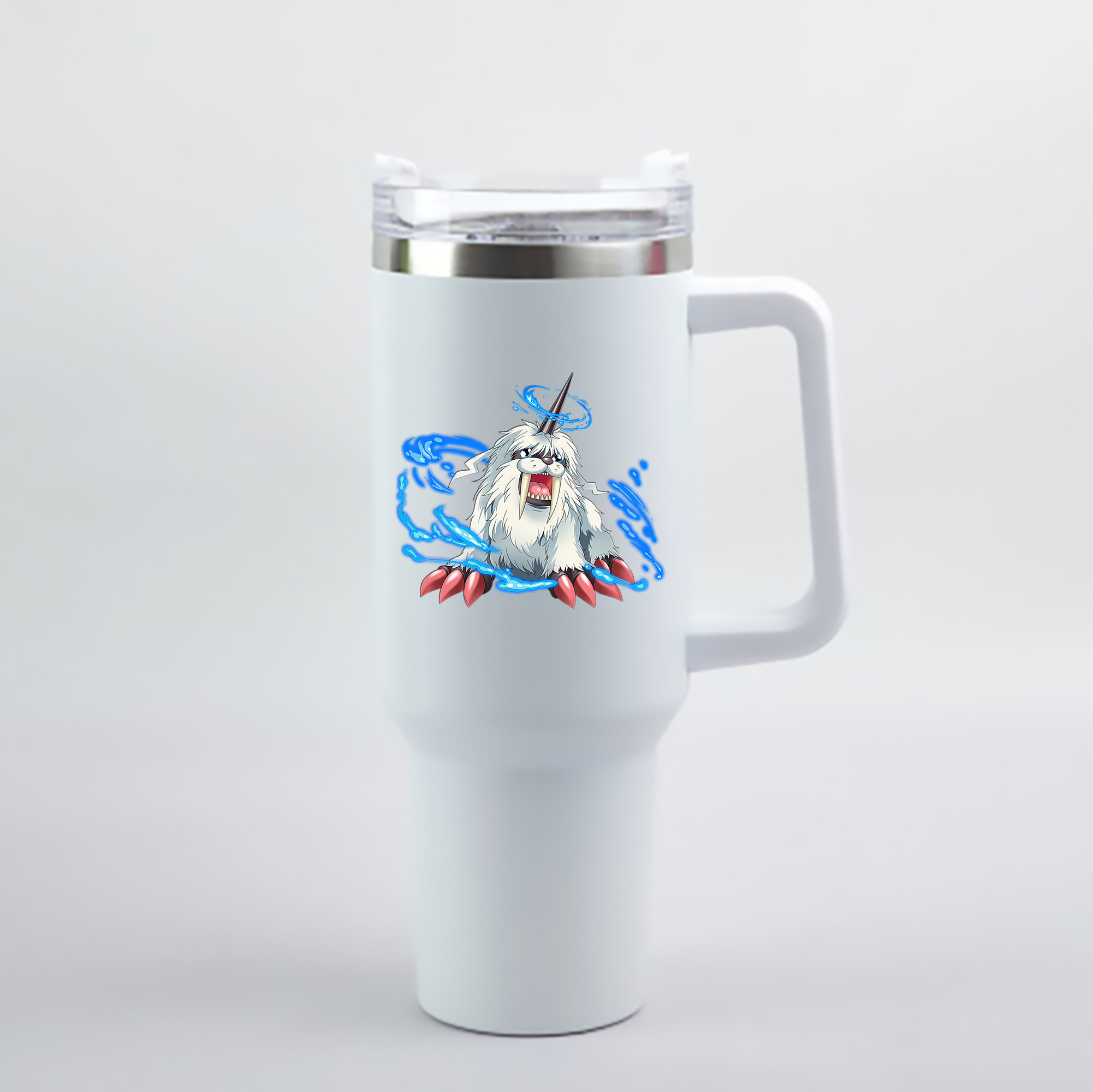 （画像用） Digimon デジタルモンスター/デジモン 1200mL車用タンブラー - クリスタルステッカー（プラスチックストロー付き）