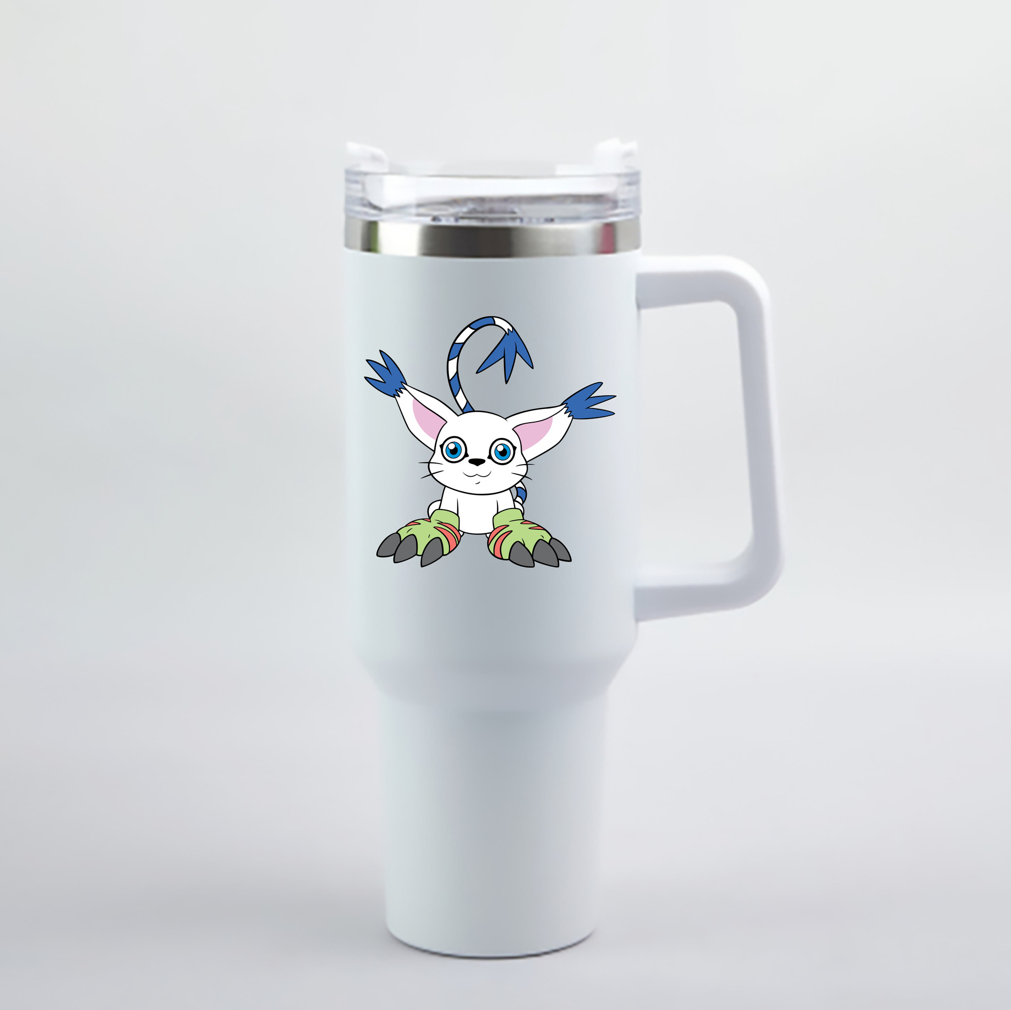（画像用） Digimon デジタルモンスター/デジモン 1200mL車用タンブラー - クリスタルステッカー（プラスチックストロー付き）