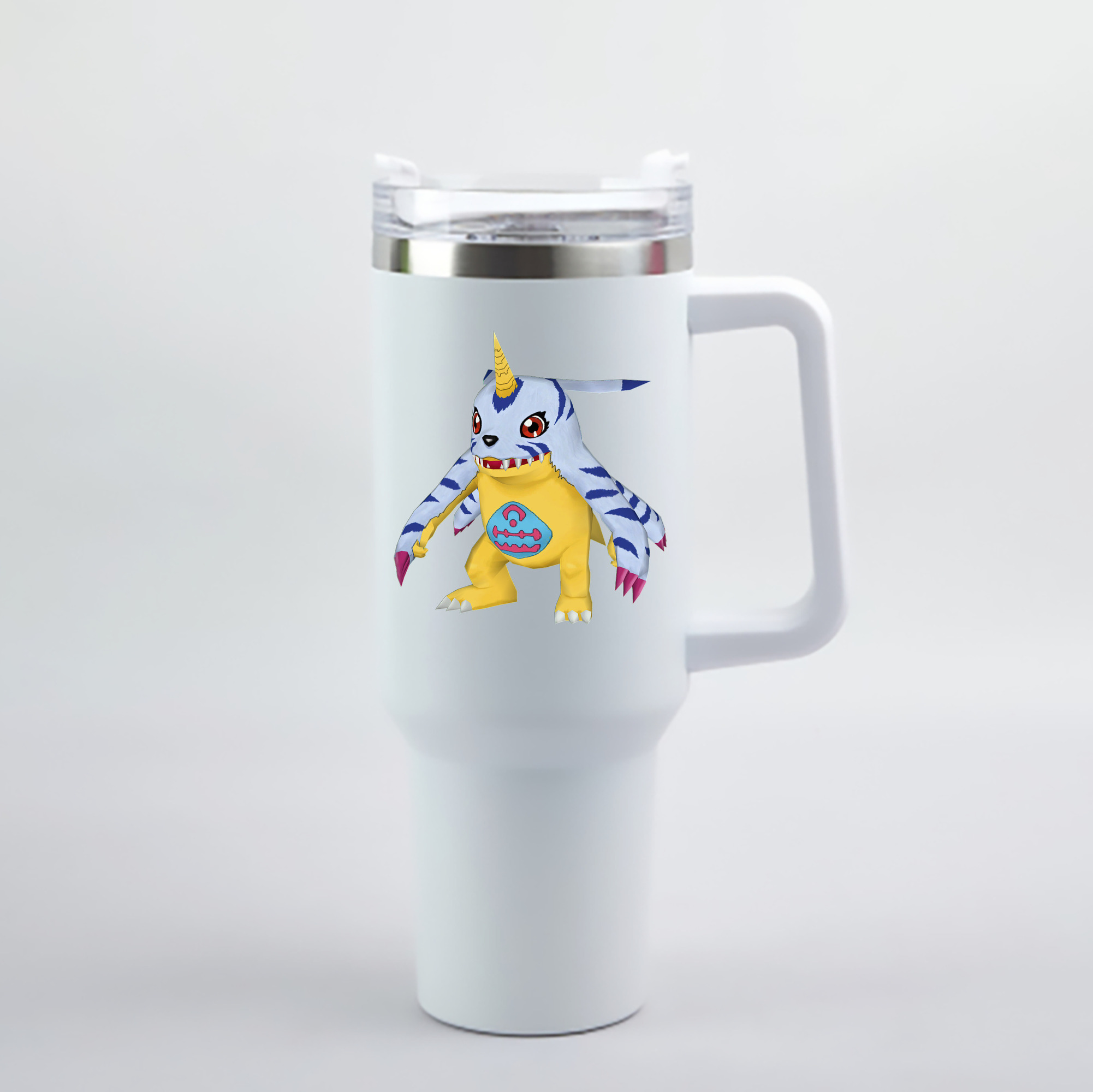 （画像用） Digimon デジタルモンスター/デジモン 1200mL車用タンブラー - クリスタルステッカー（プラスチックストロー付き）