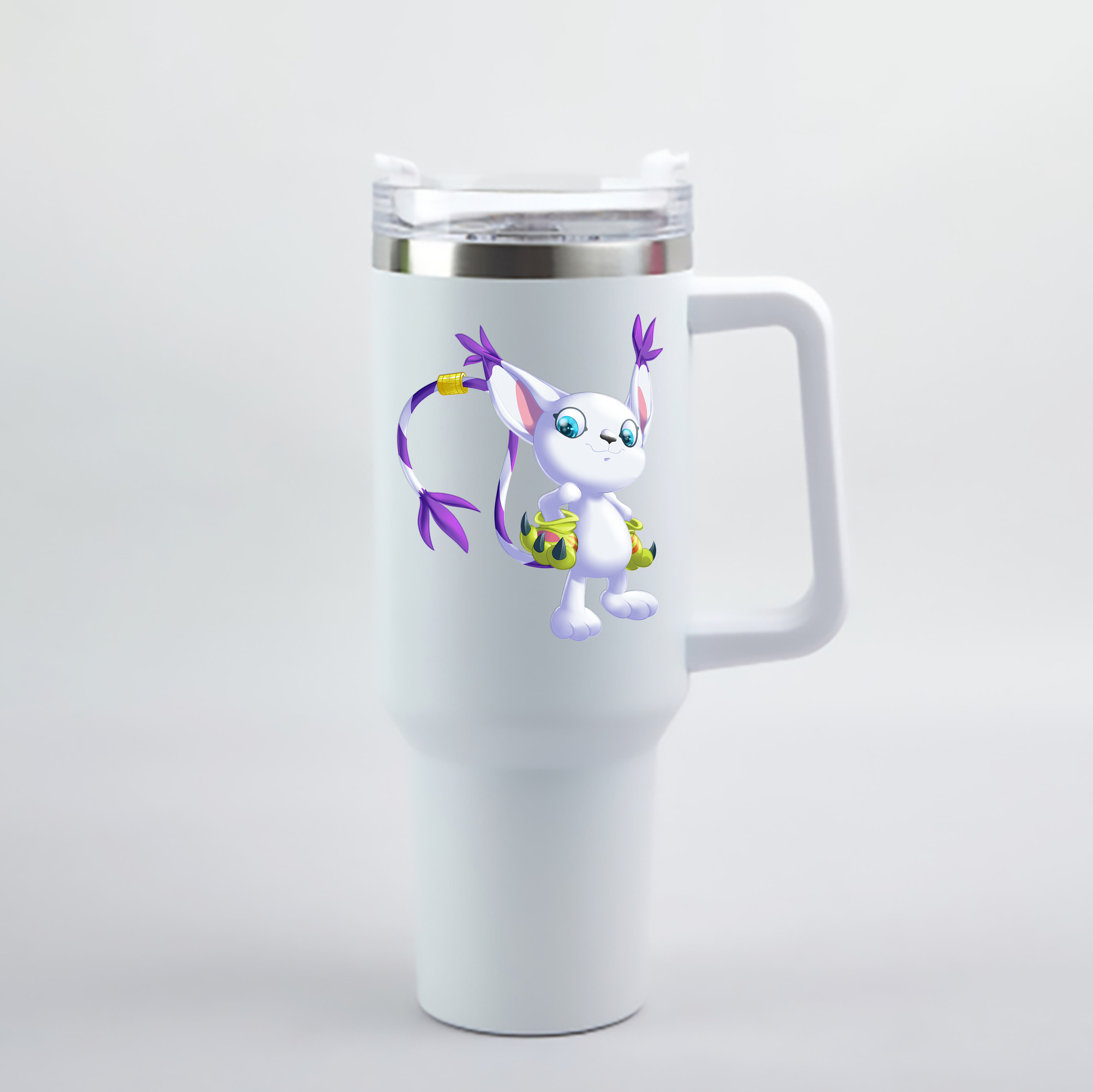 （画像用） Digimon デジタルモンスター/デジモン 1200mL車用タンブラー - クリスタルステッカー（プラスチックストロー付き）