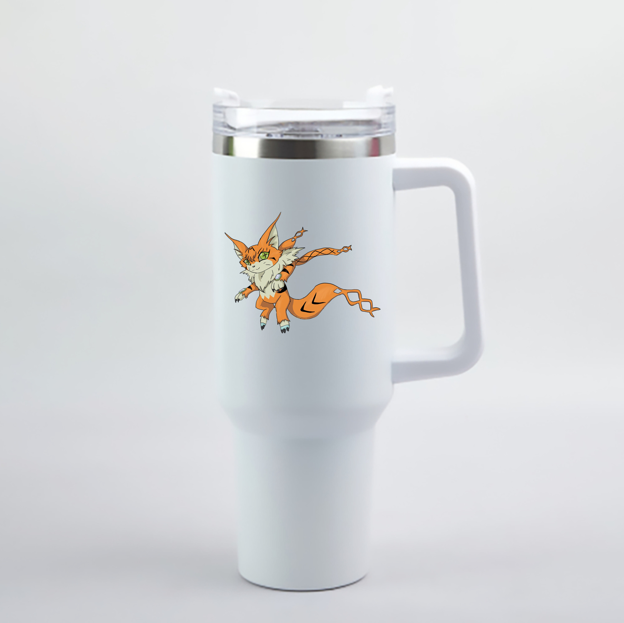 （画像用） Digimon デジタルモンスター/デジモン 1200mL車用タンブラー - クリスタルステッカー（プラスチックストロー付き）