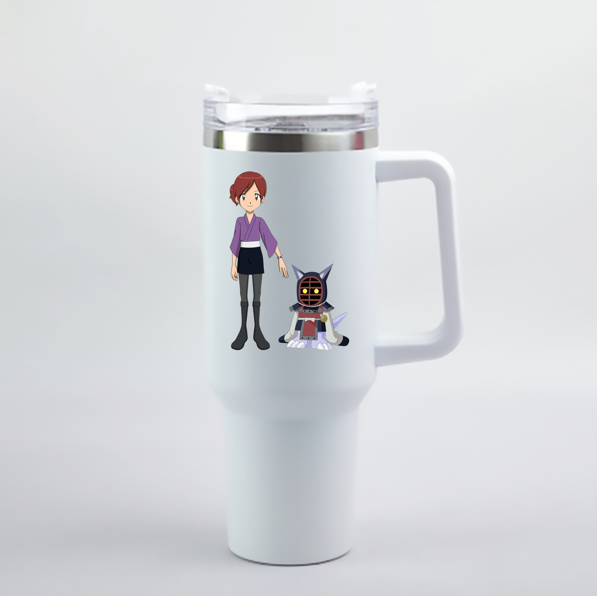（画像用） Digimon デジタルモンスター/デジモン 1200mL車用タンブラー - クリスタルステッカー（プラスチックストロー付き）