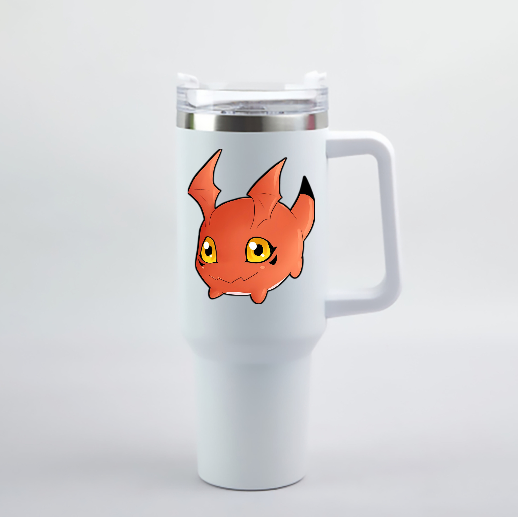 （画像用） Digimon デジタルモンスター/デジモン 1200mL車用タンブラー - クリスタルステッカー（プラスチックストロー付き）