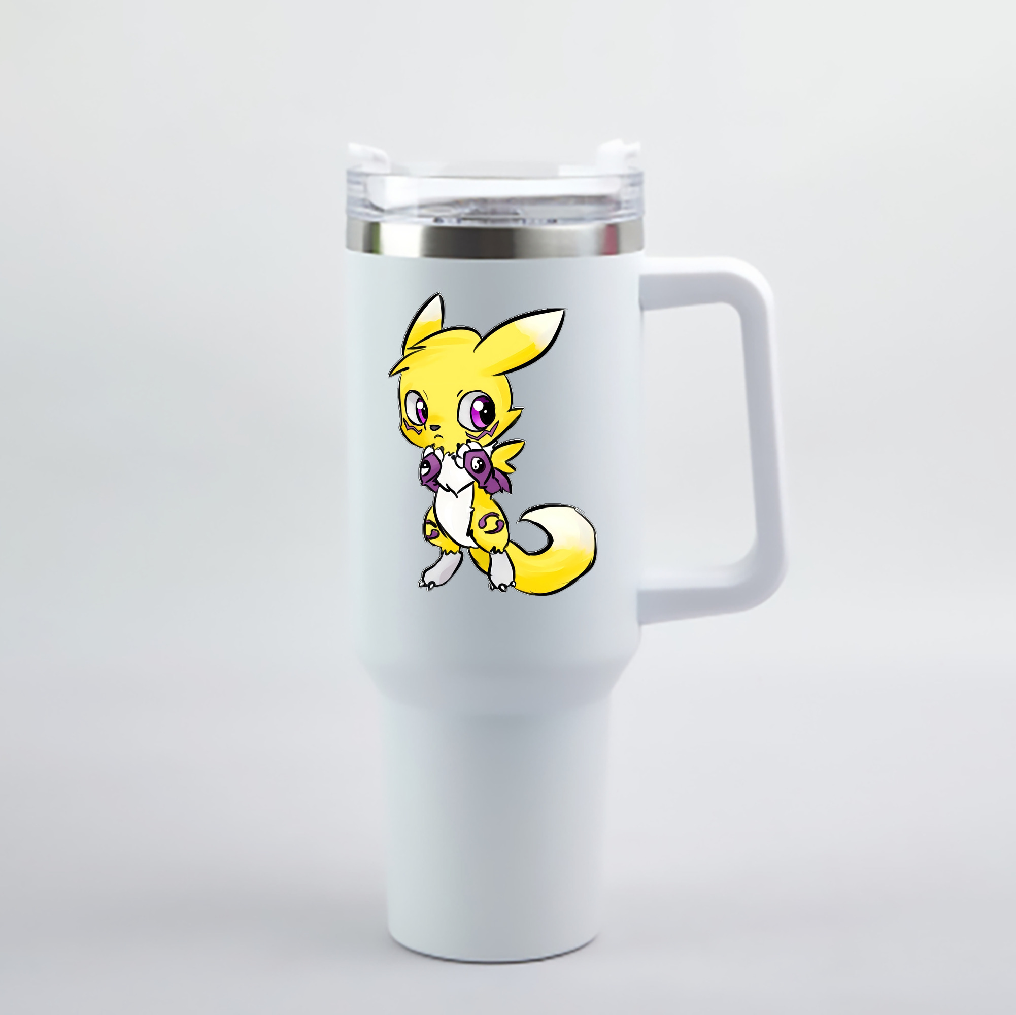 （画像用） Digimon デジタルモンスター/デジモン 1200mL車用タンブラー - クリスタルステッカー（プラスチックストロー付き）