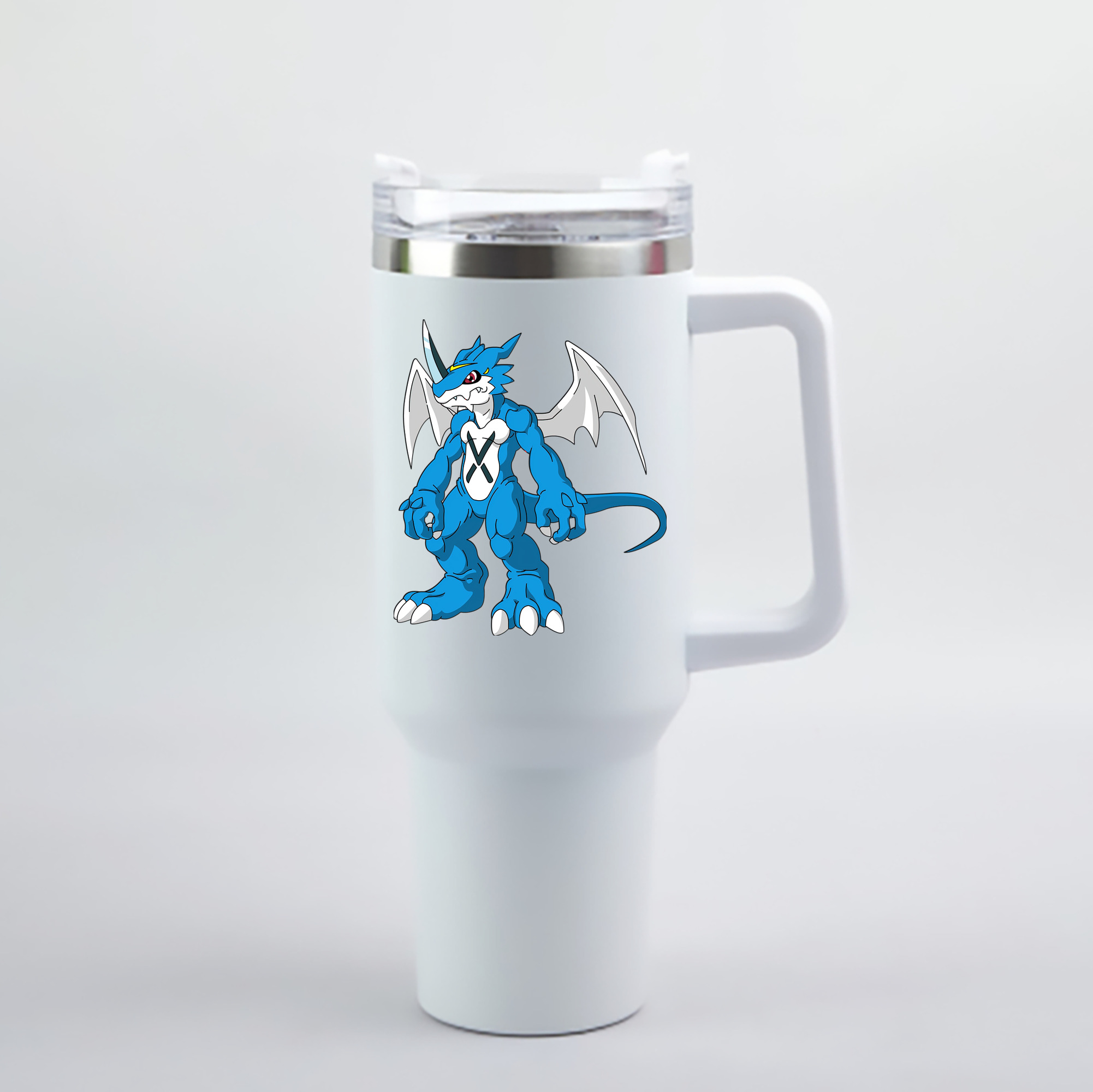 （画像用） Digimon デジタルモンスター/デジモン 1200mL車用タンブラー - クリスタルステッカー（プラスチックストロー付き）