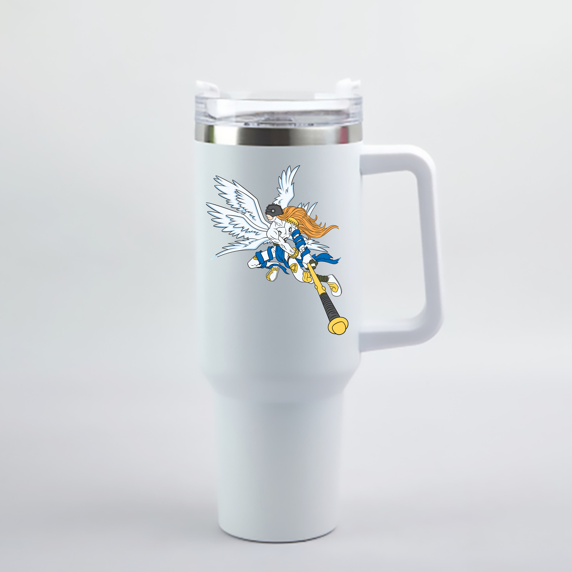 （画像用） Digimon デジタルモンスター/デジモン 1200mL車用タンブラー - クリスタルステッカー（プラスチックストロー付き）