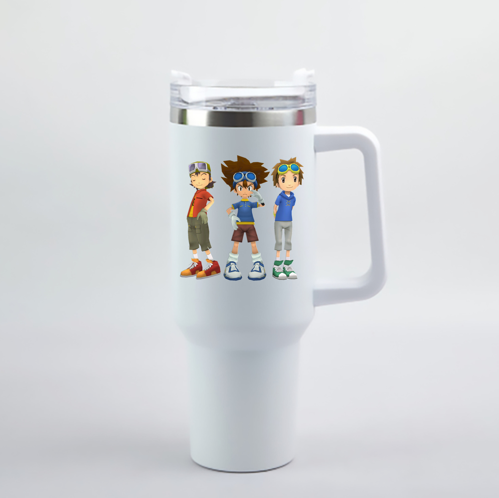 （画像用） Digimon デジタルモンスター/デジモン 1200mL車用タンブラー - クリスタルステッカー（プラスチックストロー付き）