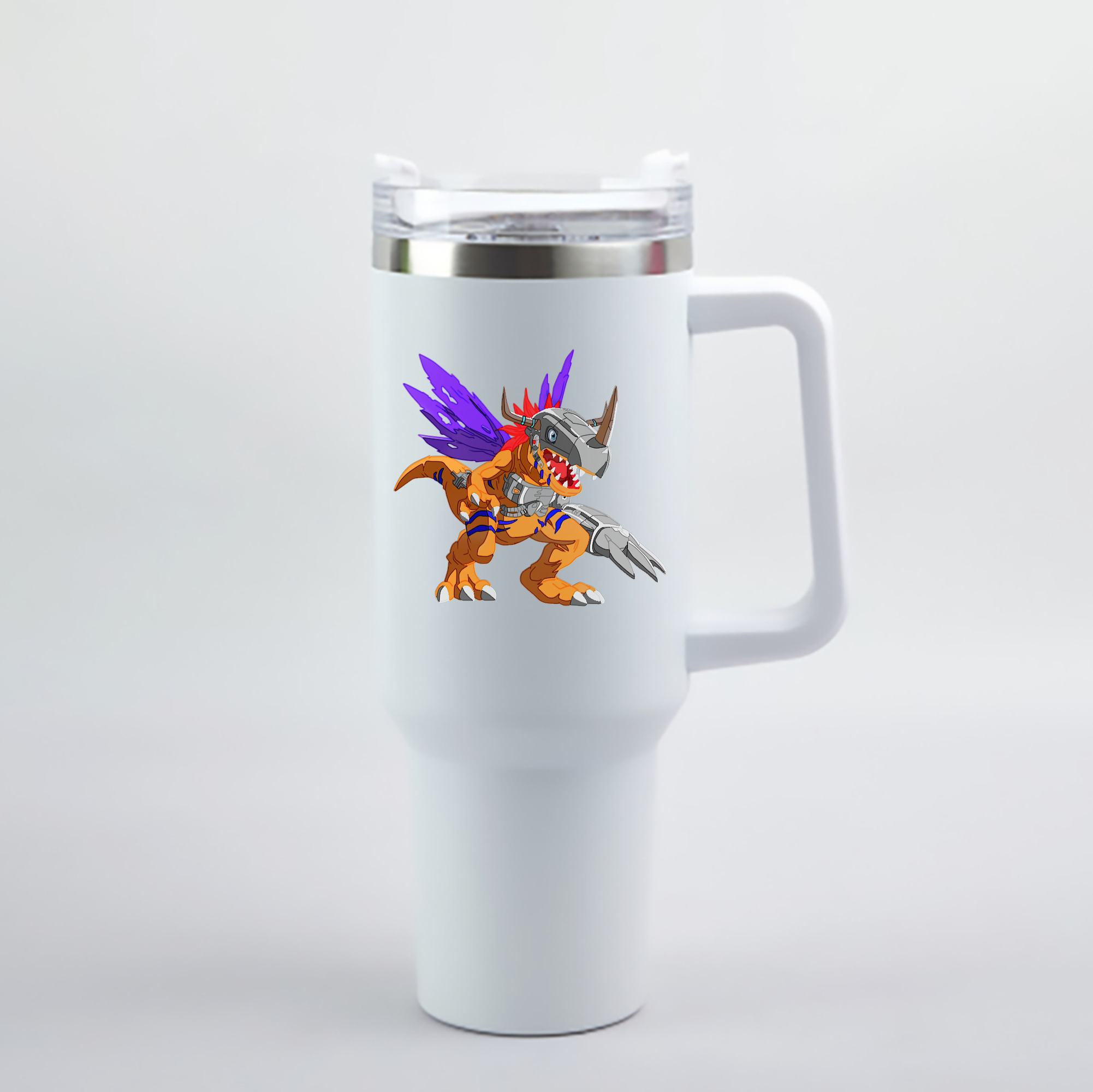 （画像用） Digimon デジタルモンスター/デジモン 1200mL車用タンブラー - クリスタルステッカー（プラスチックストロー付き）