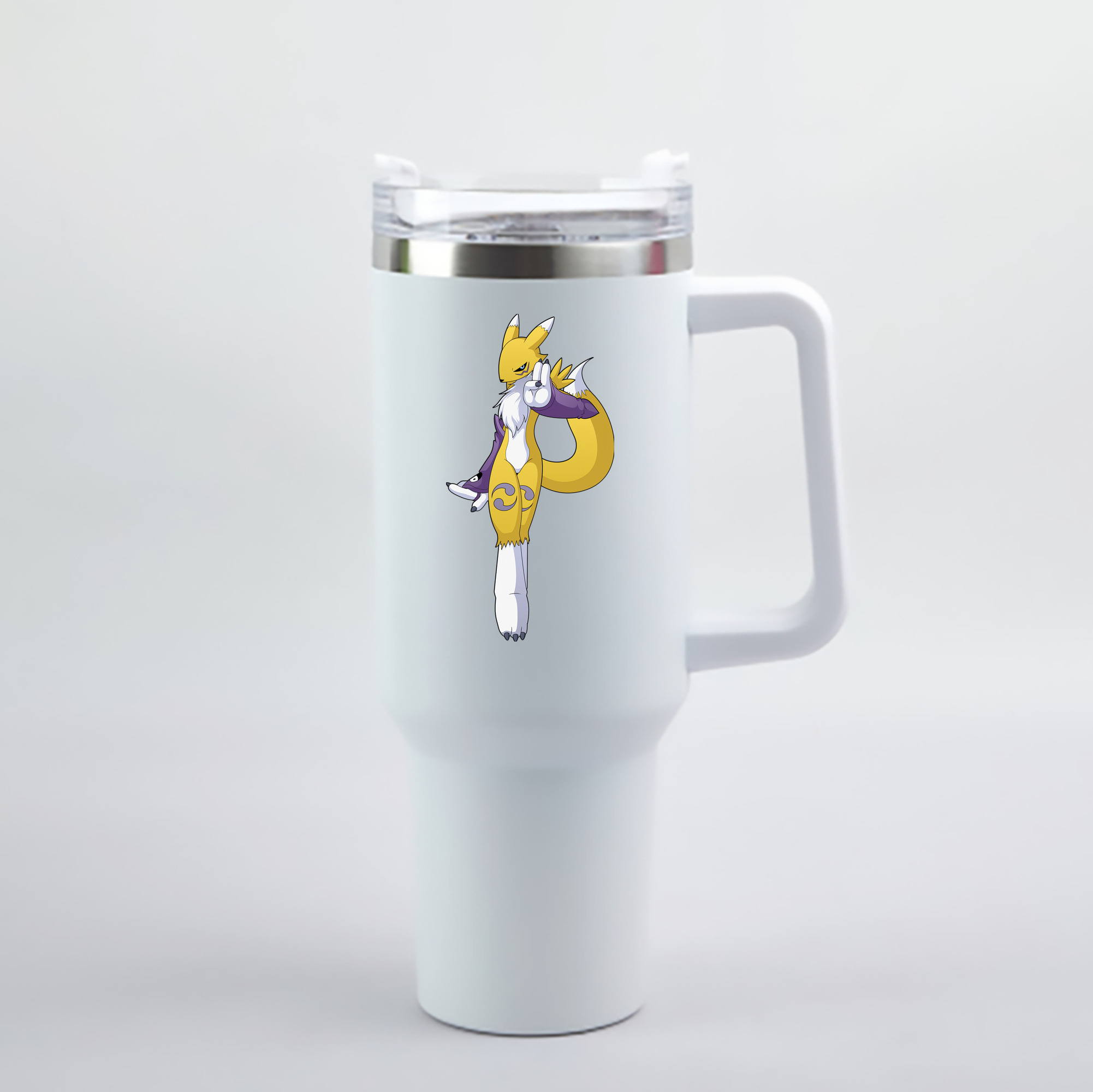 （画像用） Digimon デジタルモンスター/デジモン 1200mL車用タンブラー - クリスタルステッカー（プラスチックストロー付き）