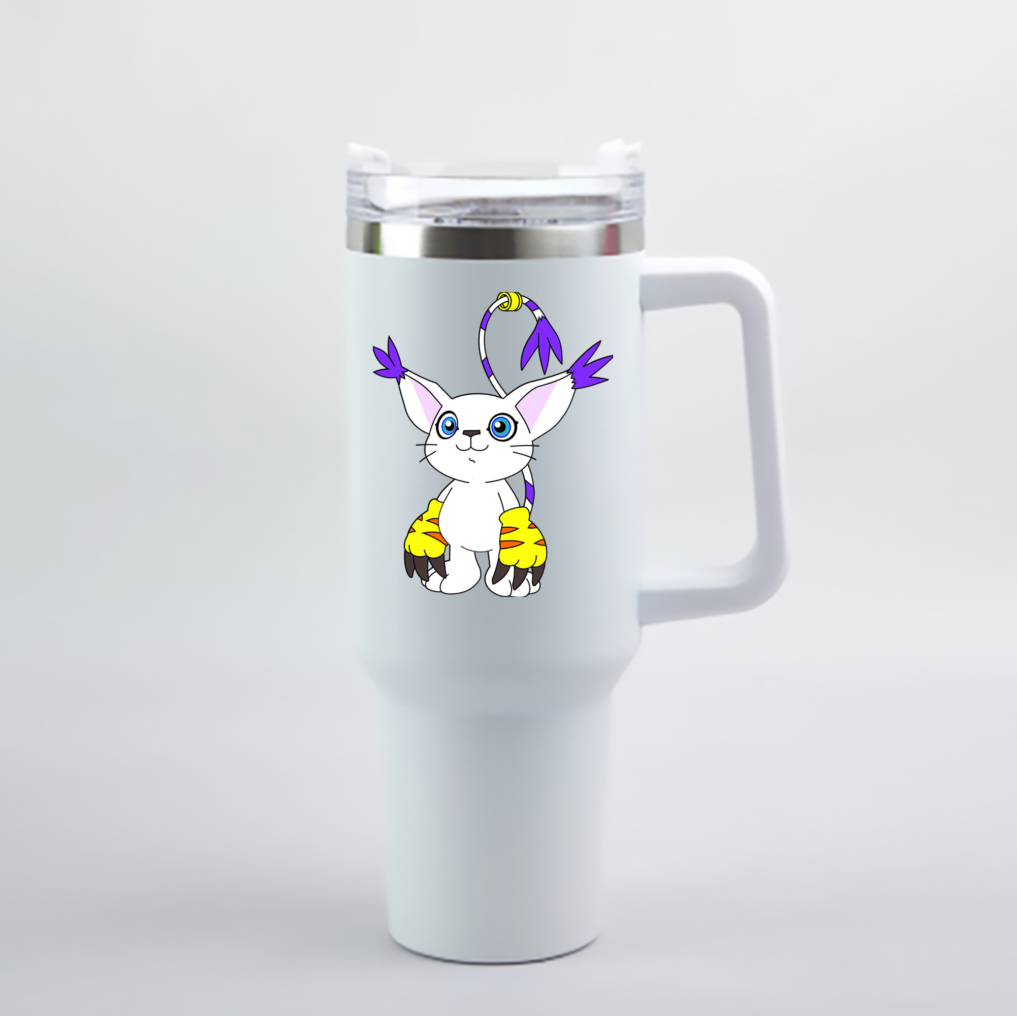 （画像用） Digimon デジタルモンスター/デジモン 1200mL車用タンブラー - クリスタルステッカー（プラスチックストロー付き）