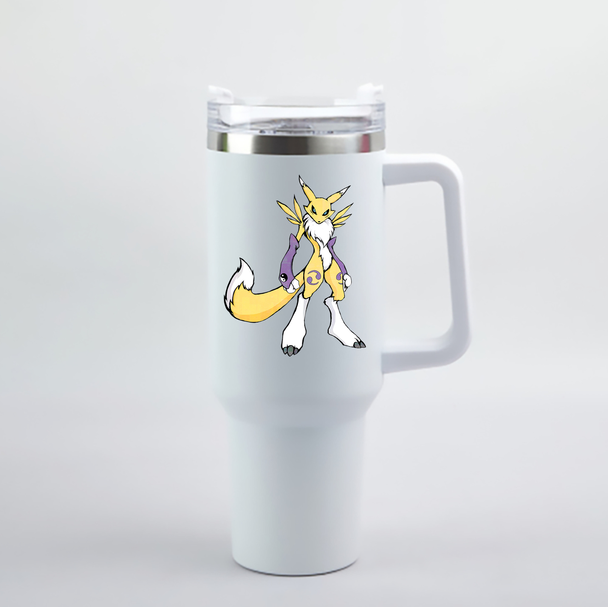 （画像用） Digimon デジタルモンスター/デジモン 1200mL車用タンブラー - クリスタルステッカー（プラスチックストロー付き）